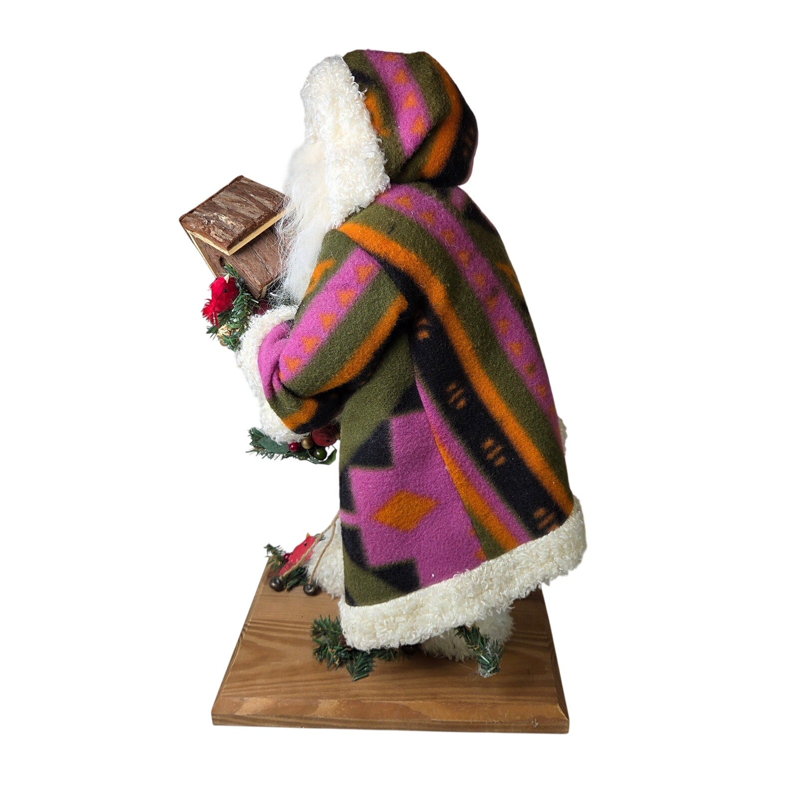 Folk Art Unbranded Santa Claus Christmas Statue 20″ on Wood Base