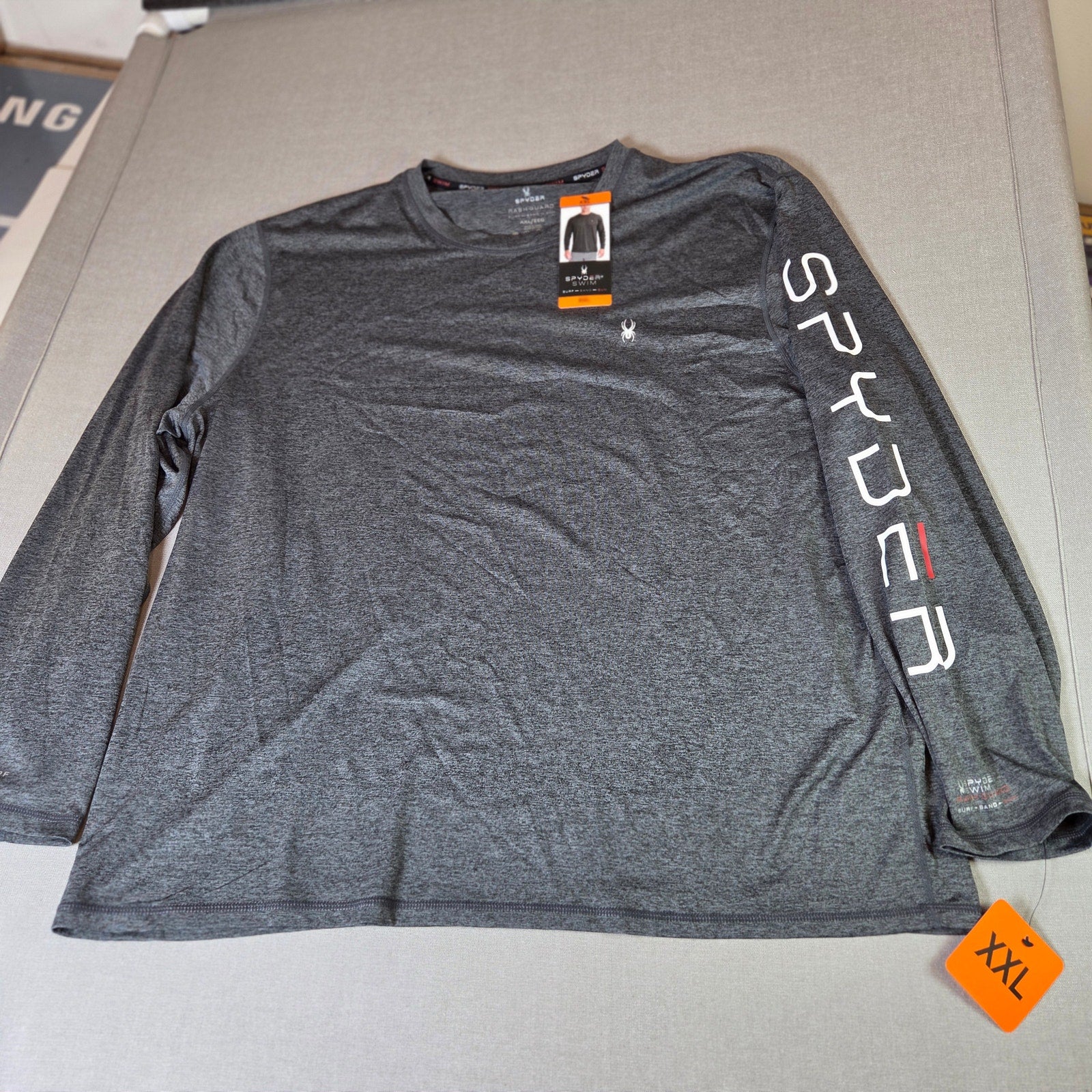 Spyder Swim Rash Guard Shirt Mens XXL Long Sleeve UPF 50+ Black Heather