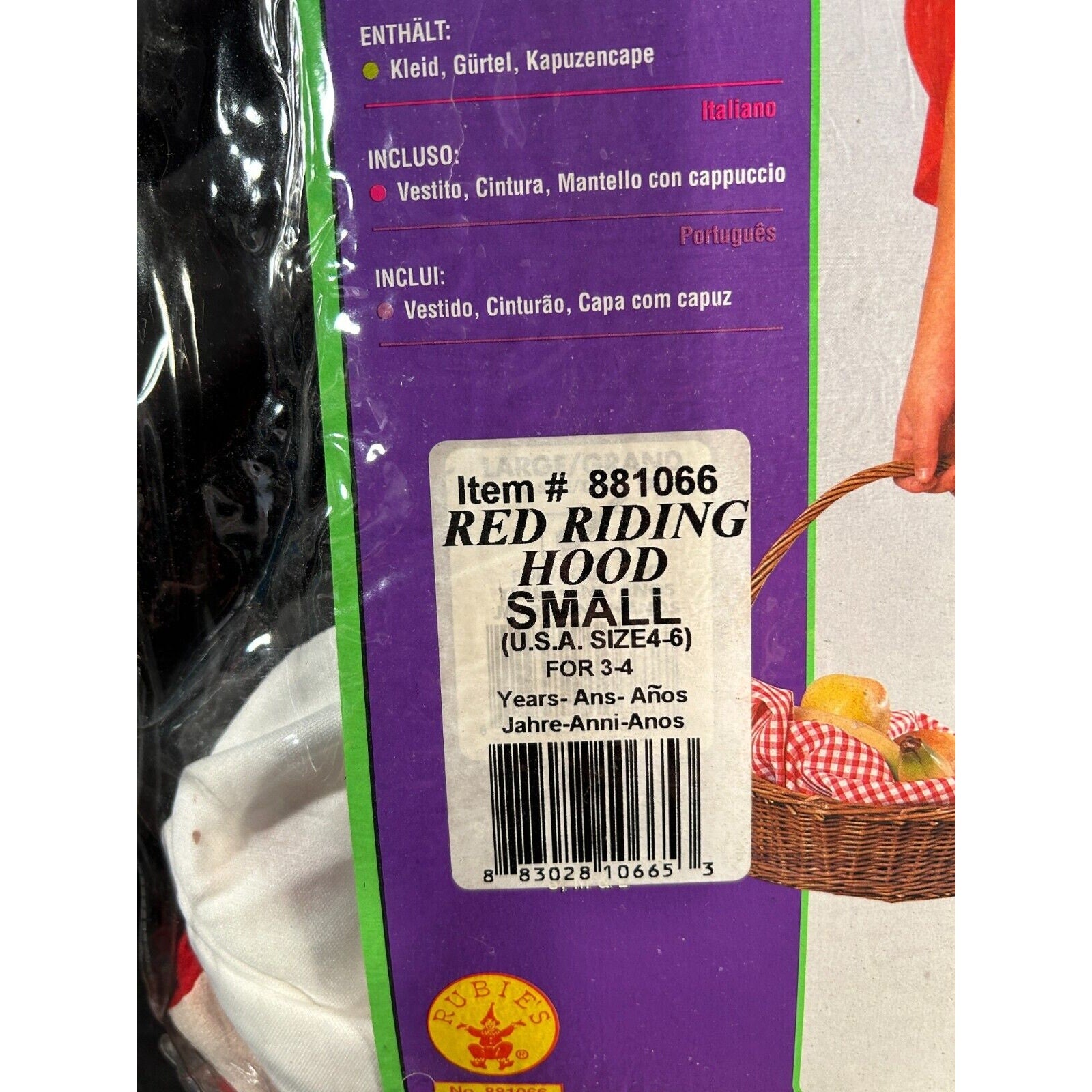 Halloween Concepts Red Riding Hood child Halloween costume small size 4-6