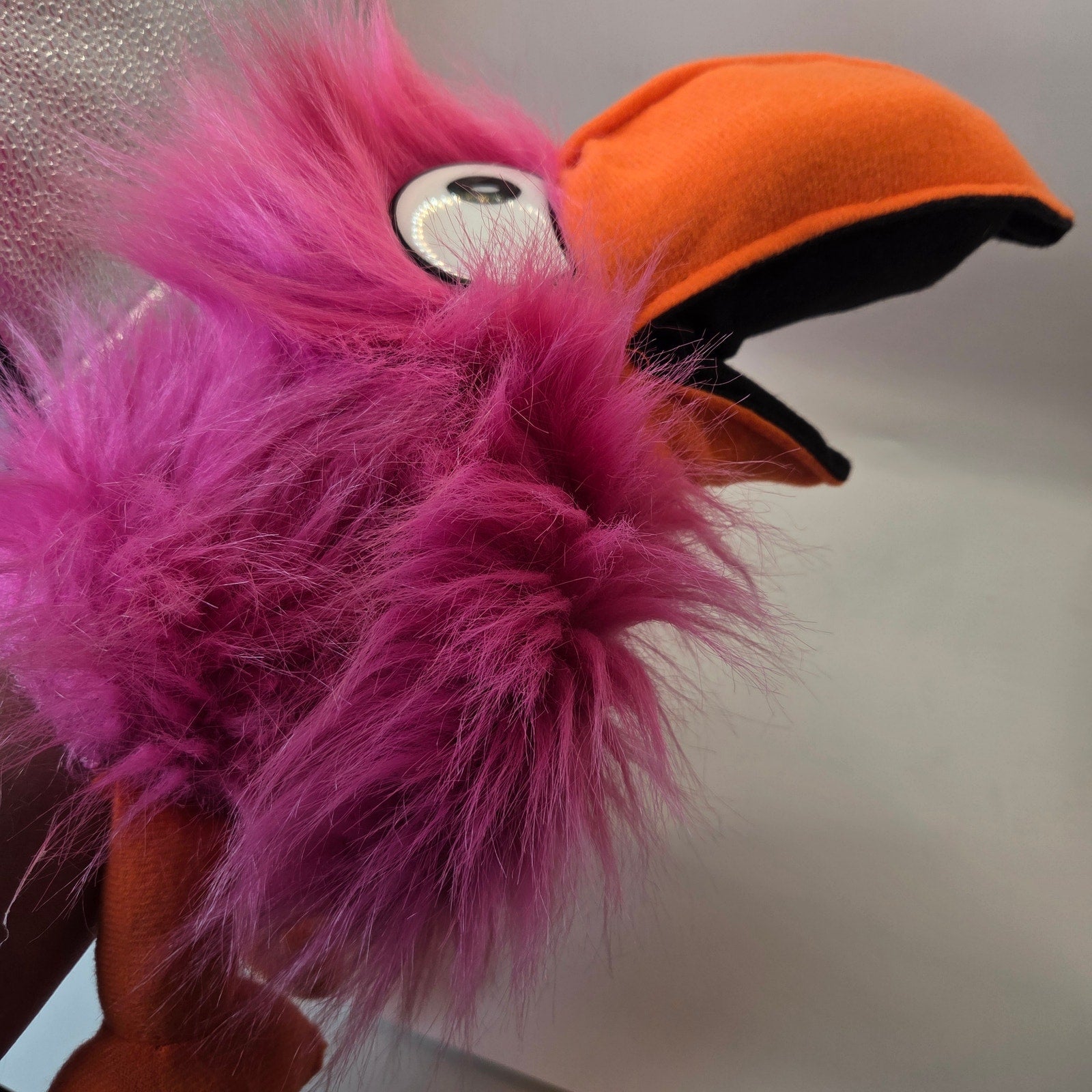 OTC Pink Bird Hand Puppet Plush Squeaker Beak Oriental Trading Toy Puppet