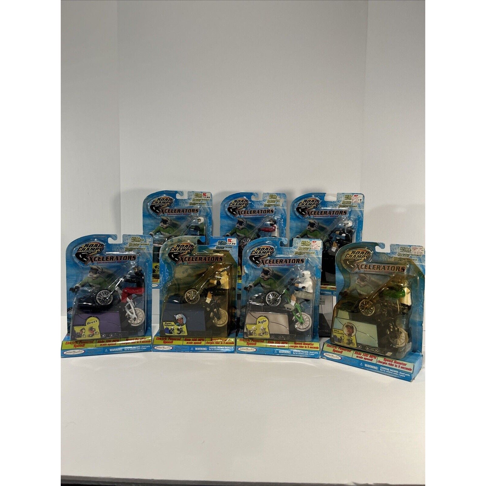 Complete Set of 7 Road Champs Xcelerators Motorized Bikes Jakks Pacific MOC