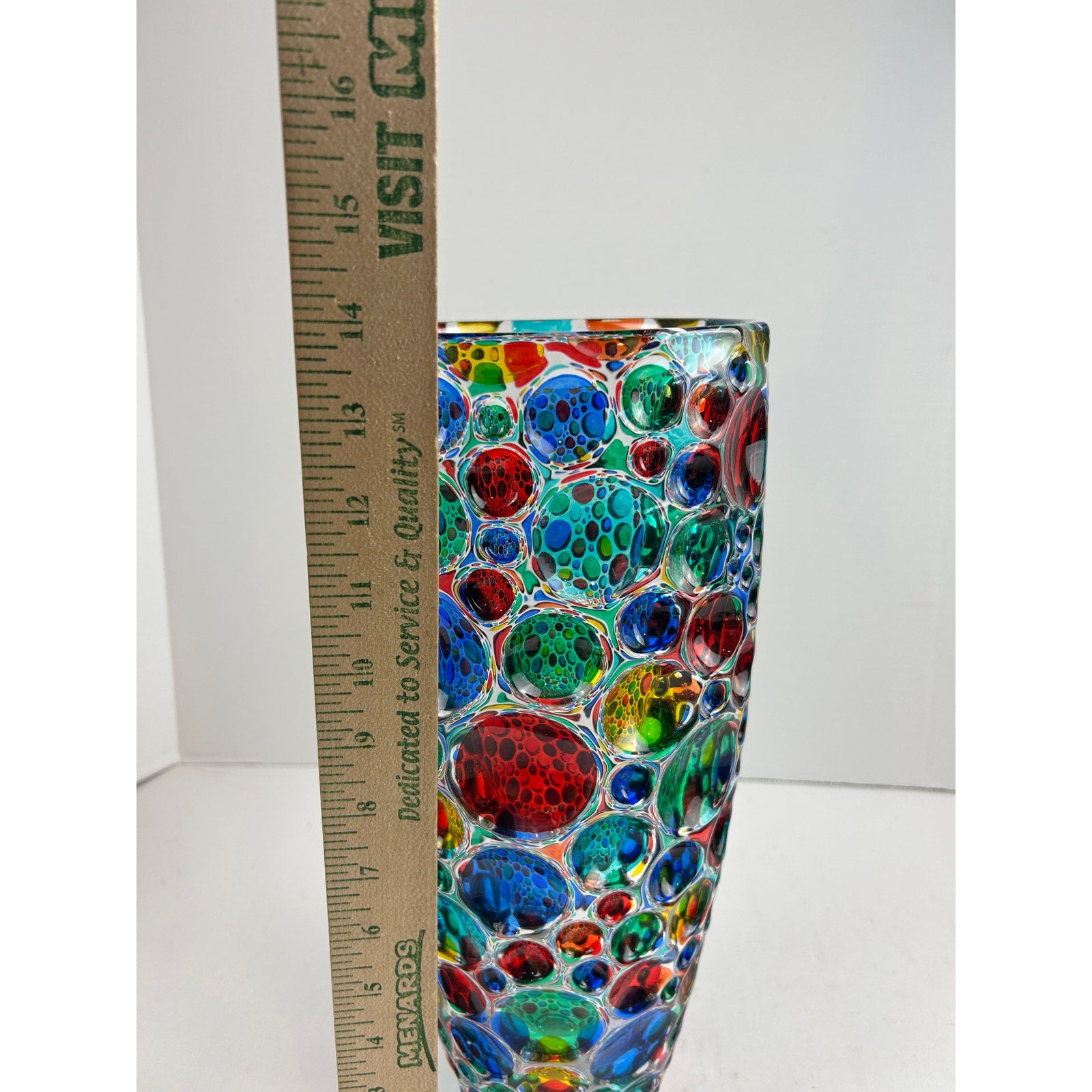 Zecchin Murano Italy Art Glass Vase 13.75" Signed Millefiori Bubble Design