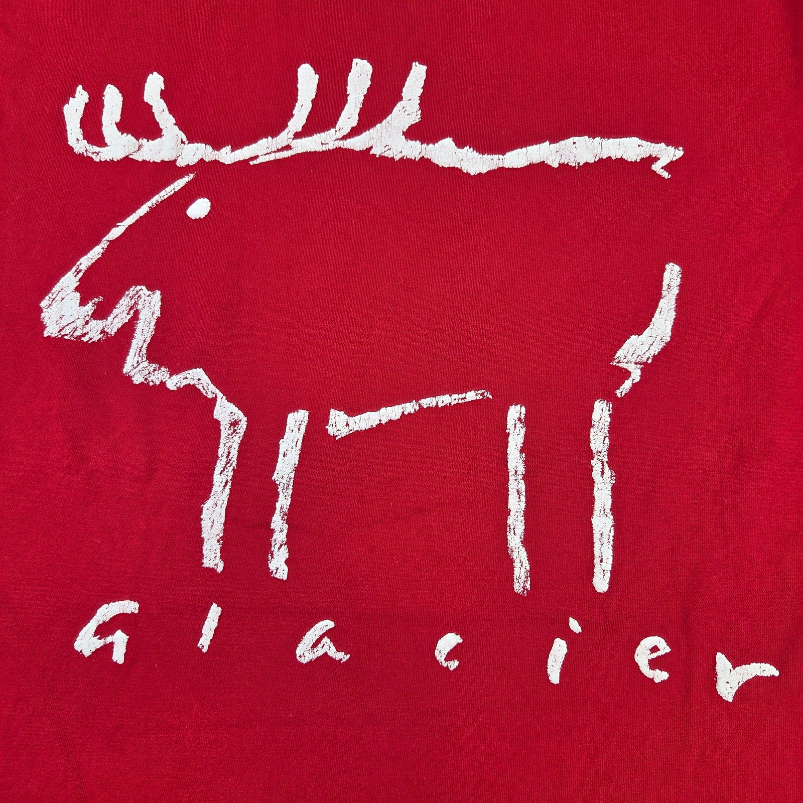 Vintage Jerzees Glacier Moose Graphic T Shirt USA Made Red Mens L 90s