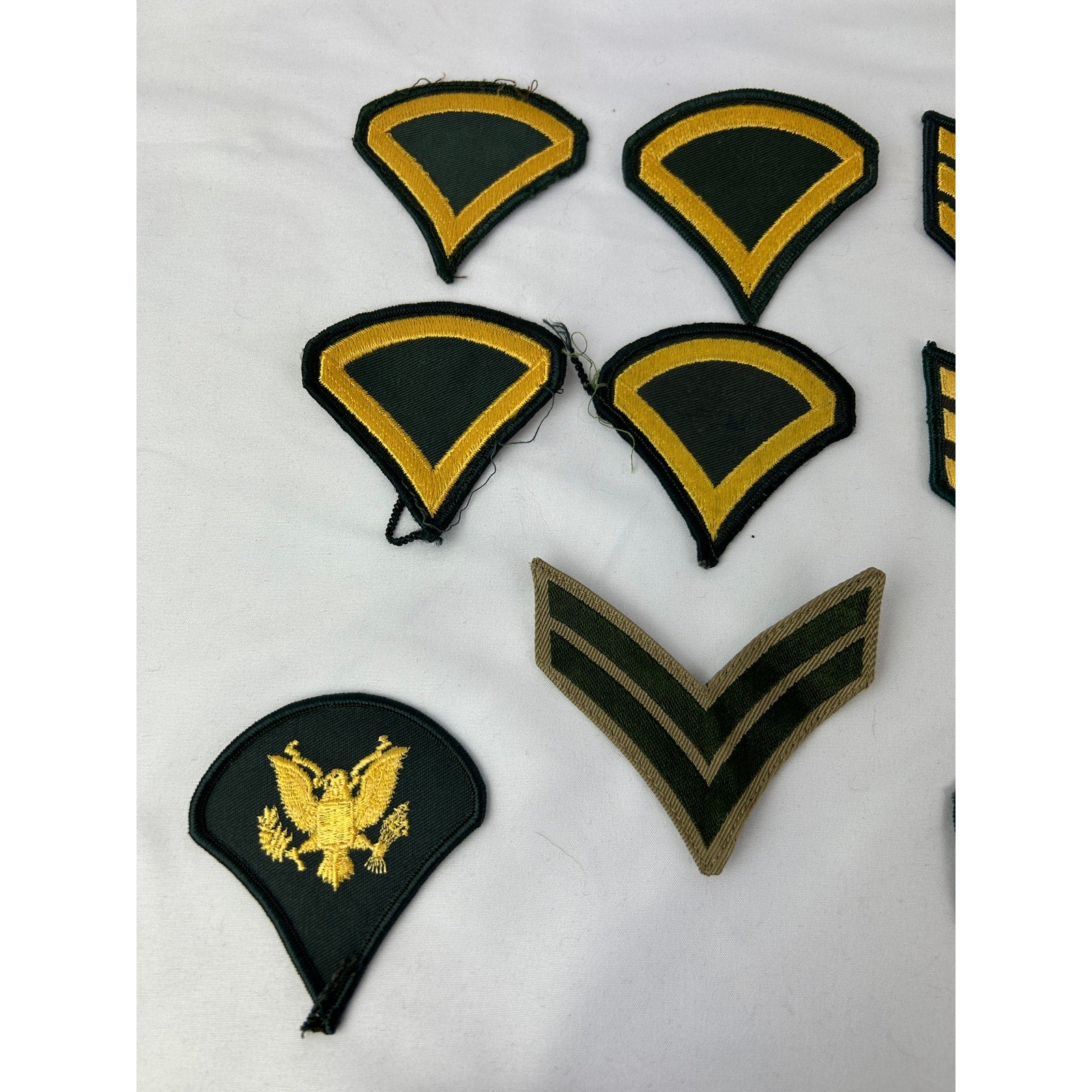 US Army Rank Patch Lot Green Gold Chevrons Insignia Mixed 14pcs