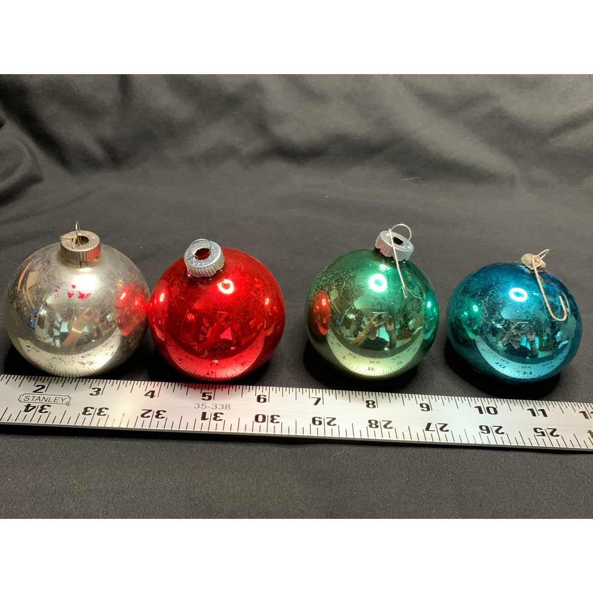 Vintage Shiny Brite Glass Christmas Ornaments Lot Red Green Blue Silver USA