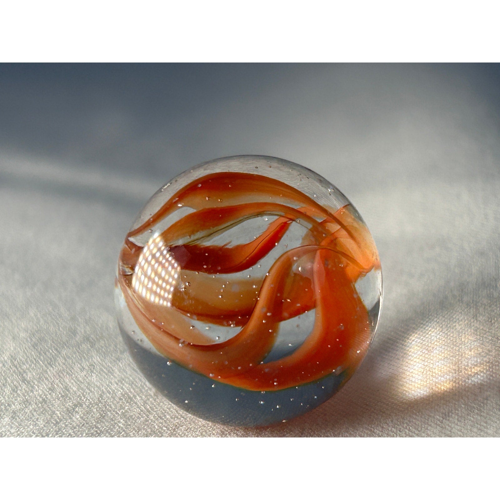 Vintage Orange Ribbon Swirl Marble 1 Inch Shooter Size