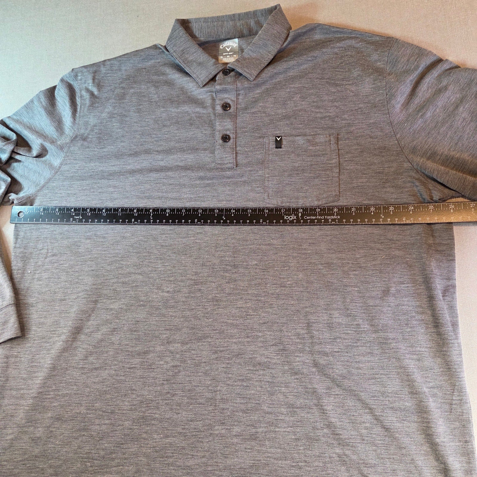 Long Sleeve Golf Shirt Callaway Opti-Dri XL Gray Performance Polo Stretch Casual