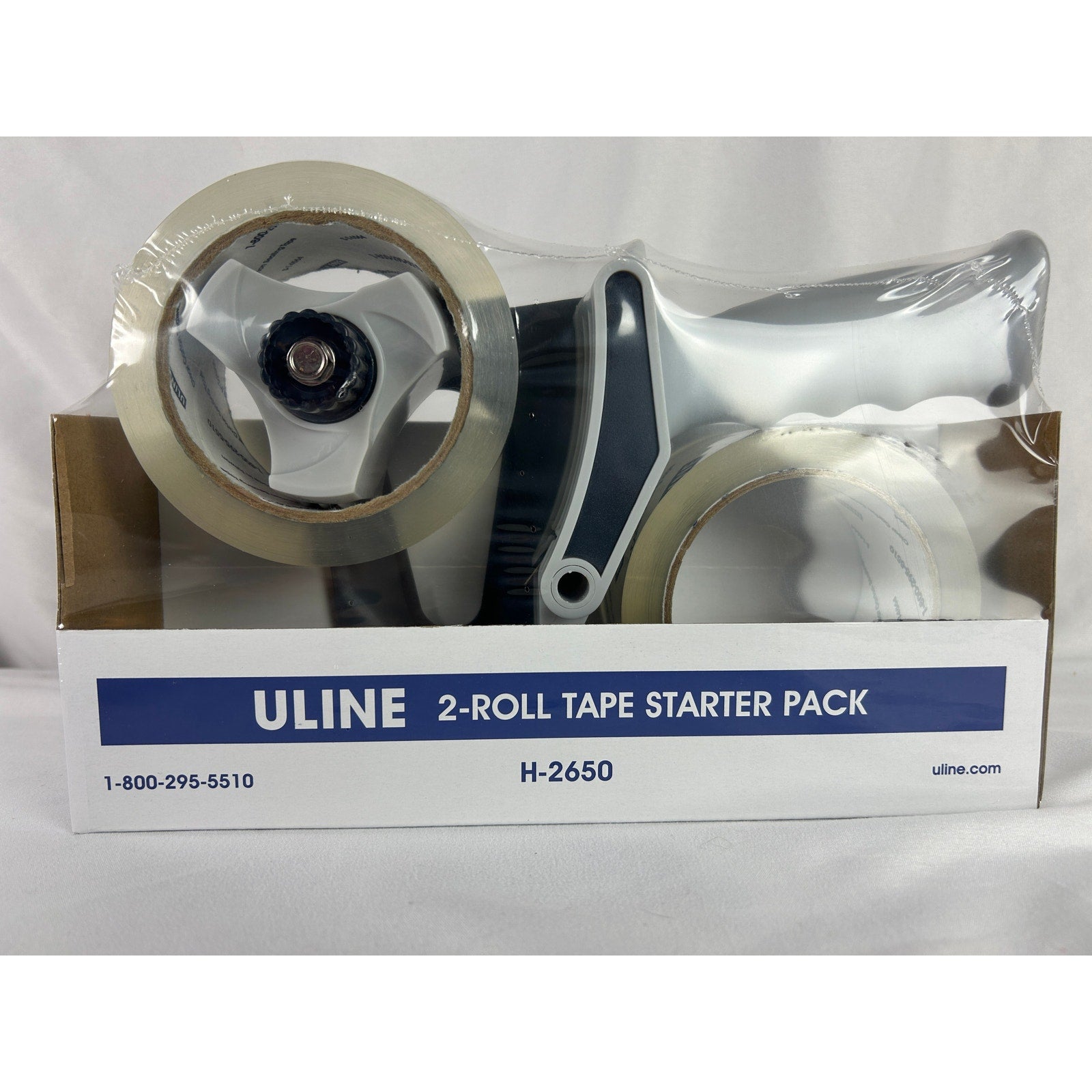 Uline Tape Dispenser With 2 Rolls Clear Packing Tape H2650