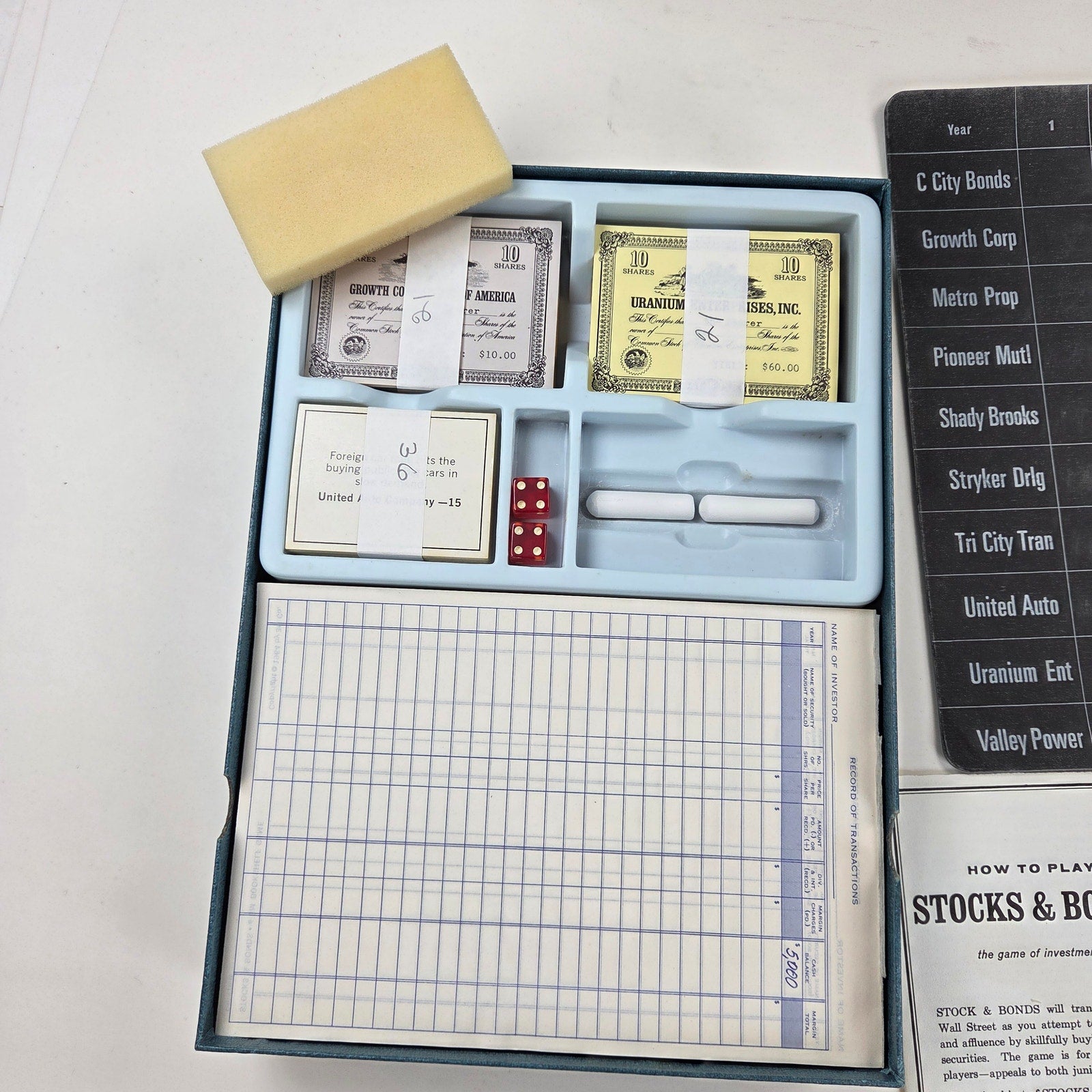 Vintage 1964 3M Bookshelf Game Stocks & Bonds Complete Investment Board Game