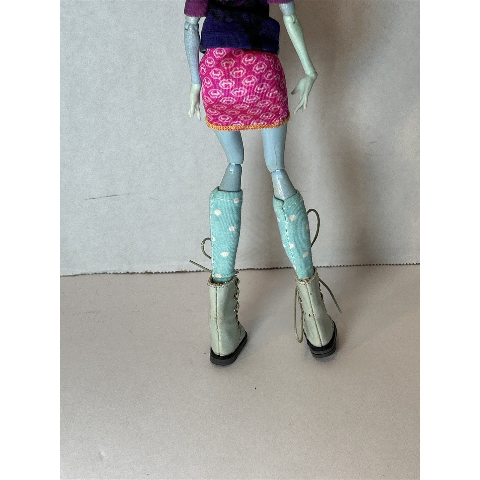 OOAK Repaint Monster High BJD Doll Blonde Hair Green Hat Pink Skirt Boots