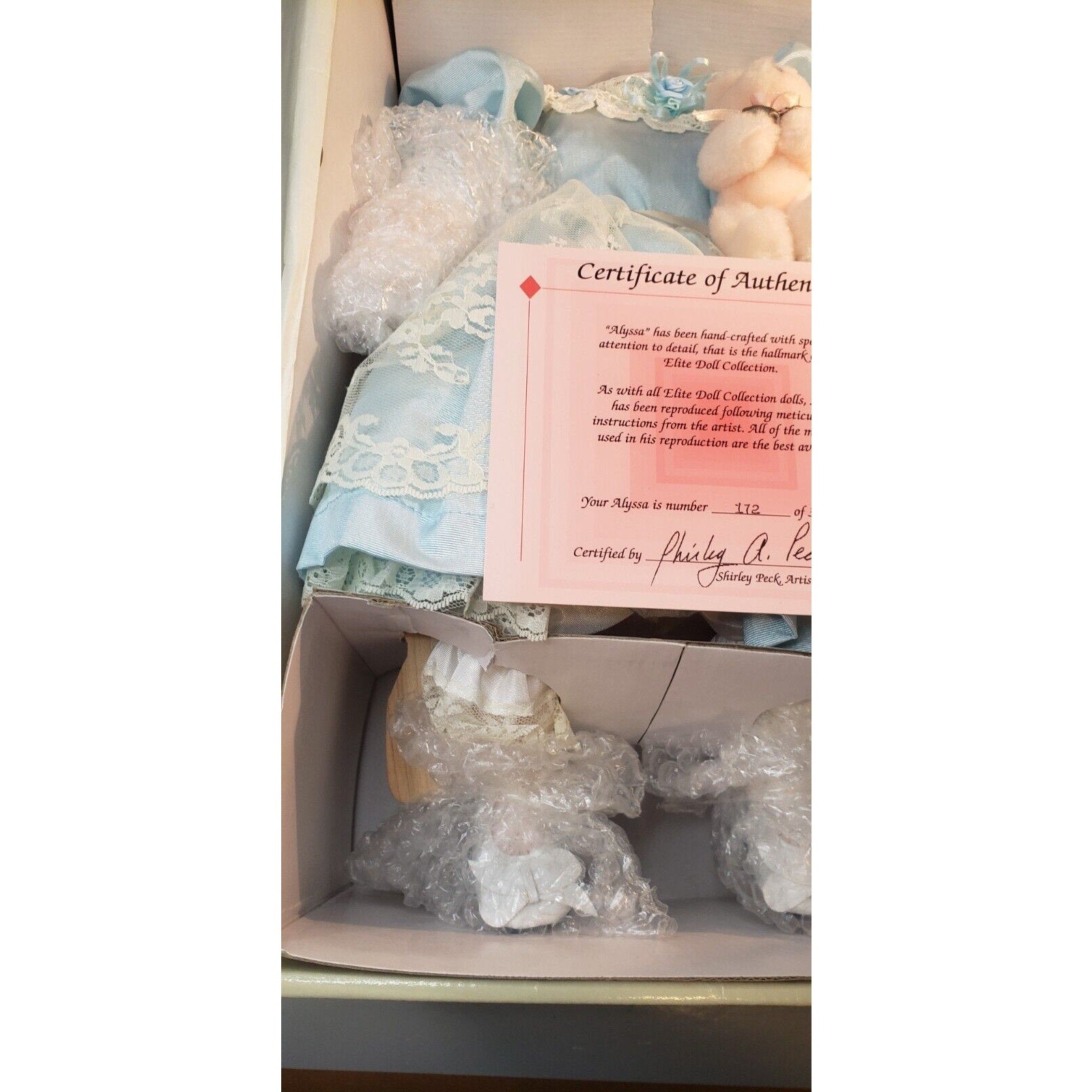 Elite Doll Alyssa by Shirley Peck 21" Porcelain Doll Ltd Ed #172/3000 w/COA