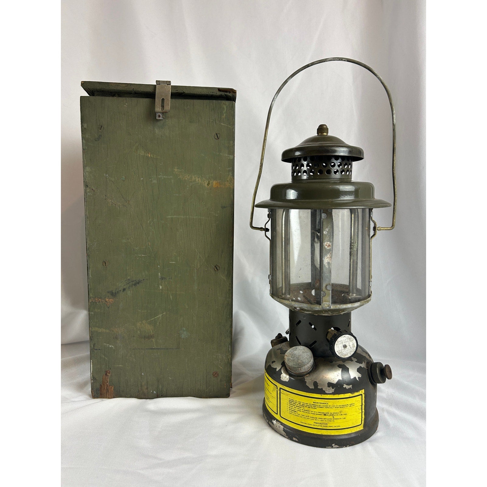 US Military 1963 SMP Lantern With Original Wood Crate Camping Light