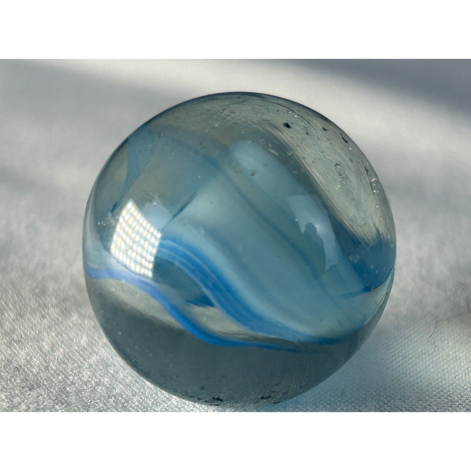 Vintage Blue Transparent Swirl Marble Large Shooter Size
