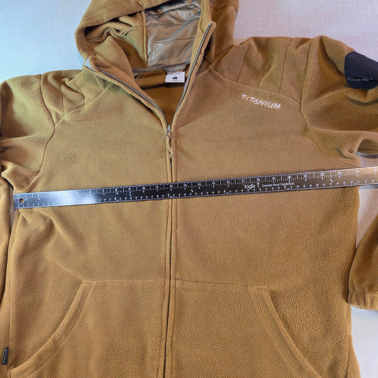 Columbia Titanium Fleece Hoodie Men’s L Olive Green Pullover Half Zip