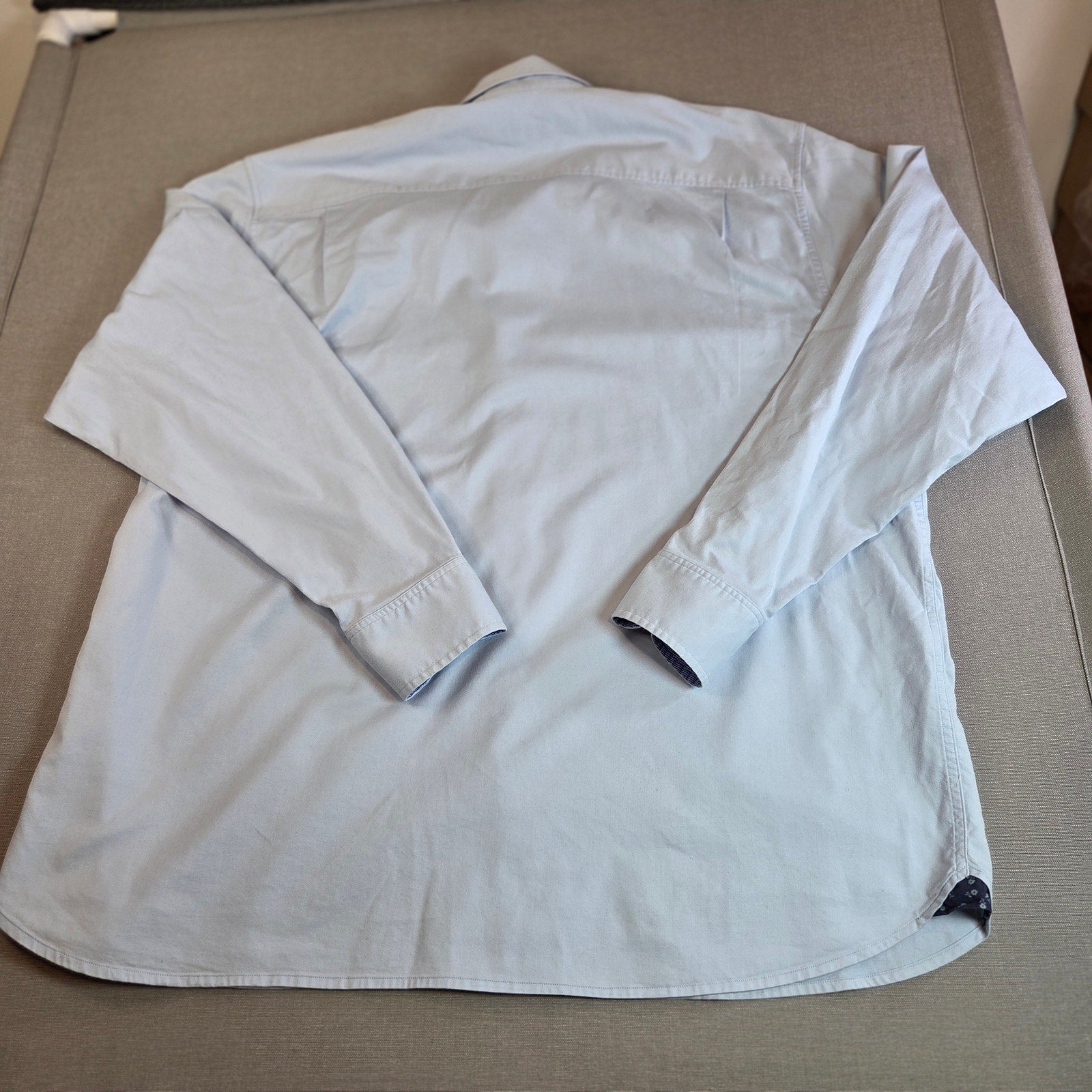 Tommy Bahama XXL Cotton Silk Blend Button Up Shirt Blue Gingham Cuff Detail