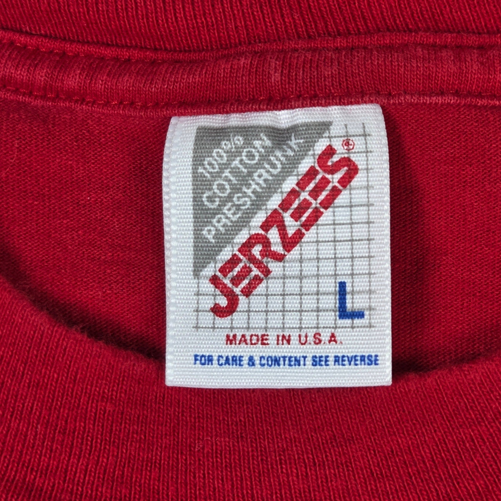 Vintage Jerzees Glacier Moose Graphic T Shirt USA Made Red Mens L 90s