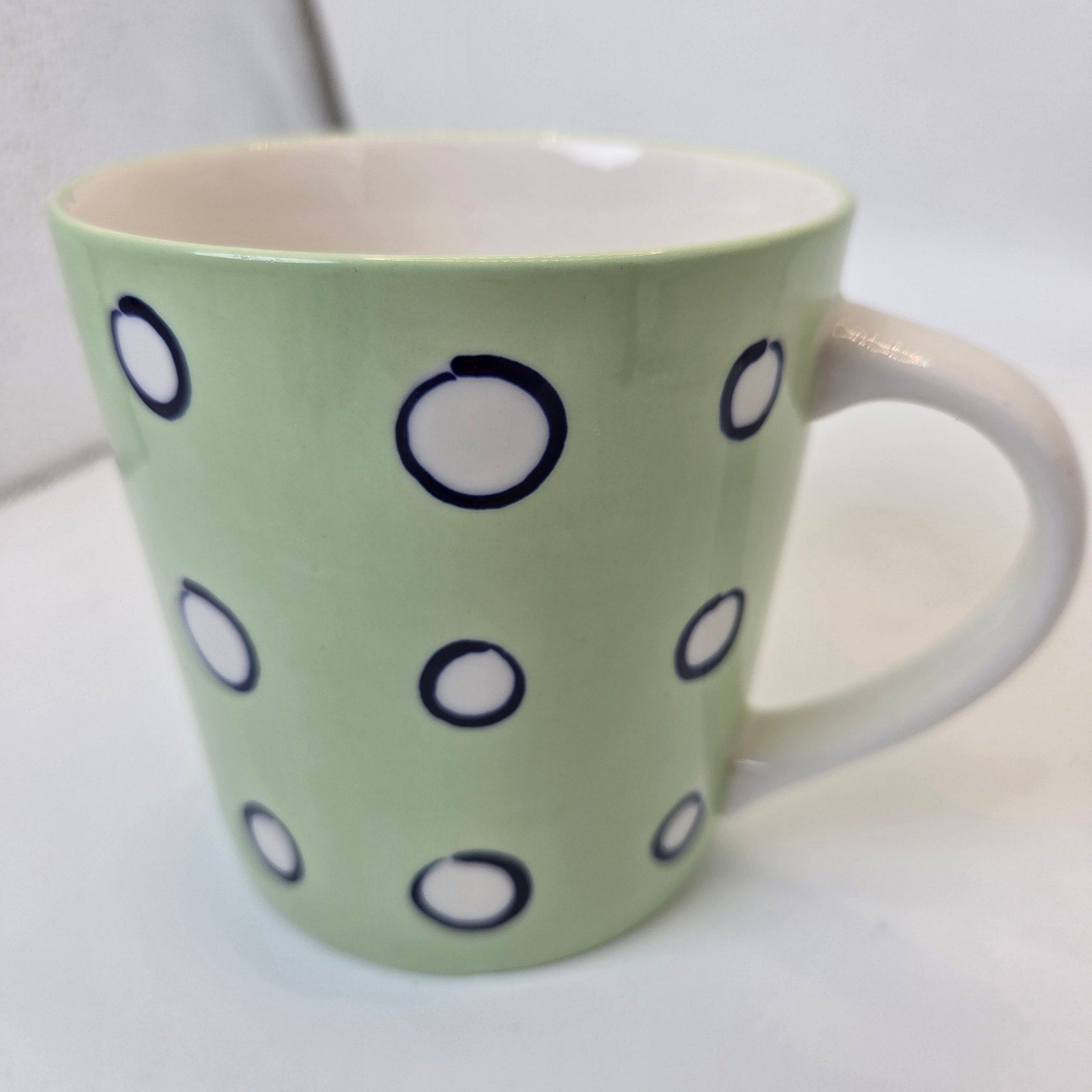 Starbucks Barista 2003 Green Polka Dot Ceramic Coffee Mug Cup Collectible
