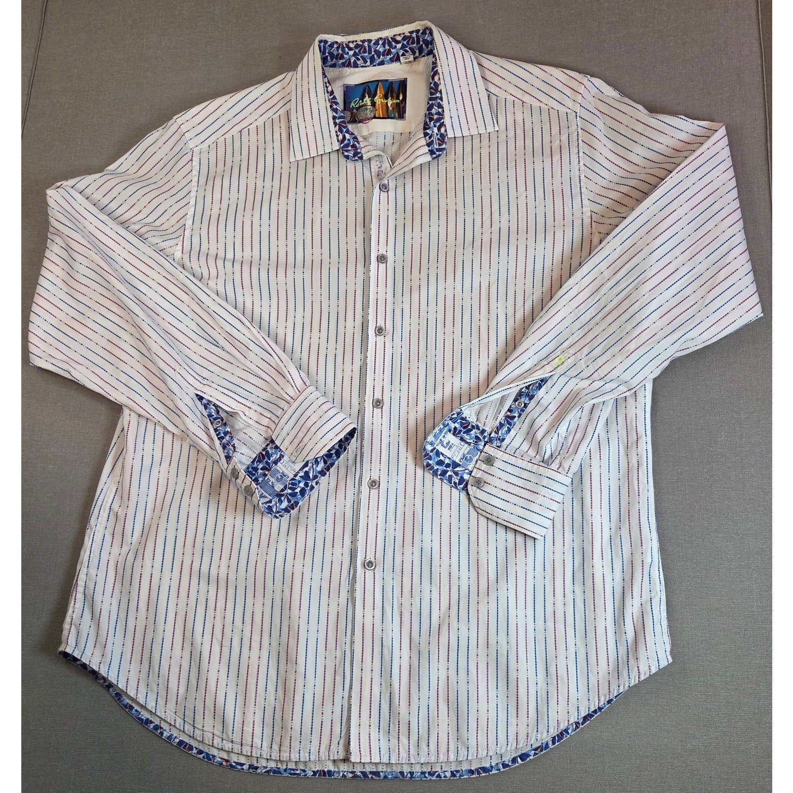 Robert Graham Classic Fit Striped Shirt XL Knowledge Wisdom Truth Cotton