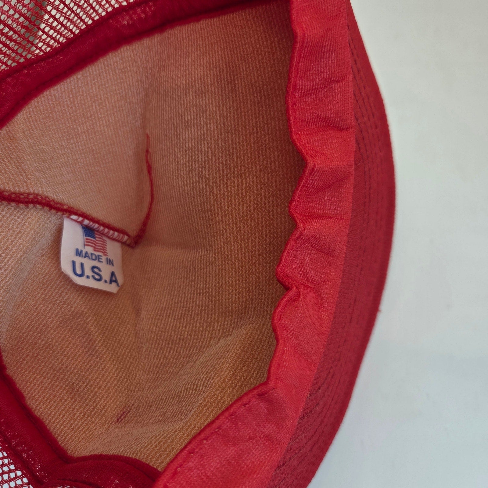 Vintage Fireman Novelty Mesh Trucker Snapback Hat Made USA Foam Cap Red