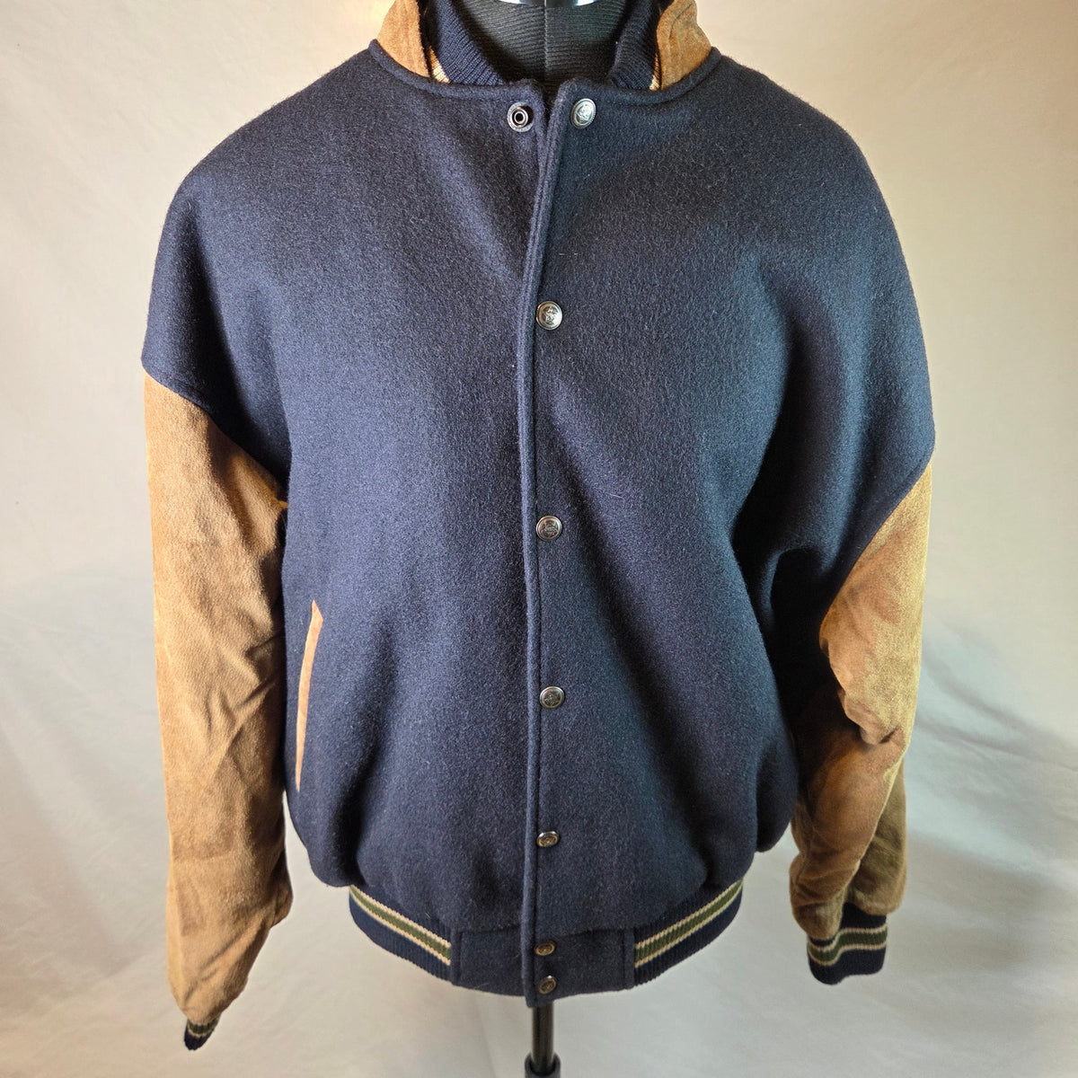 Vintage Pepsi Wool Leather Varsity Jacket Made in Canada Promo Button Front