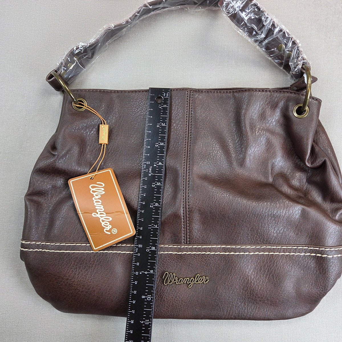 Wrangler WG20-918CF Hobo Shoulder Handbag Vegan Leather Solid Coffee NWT