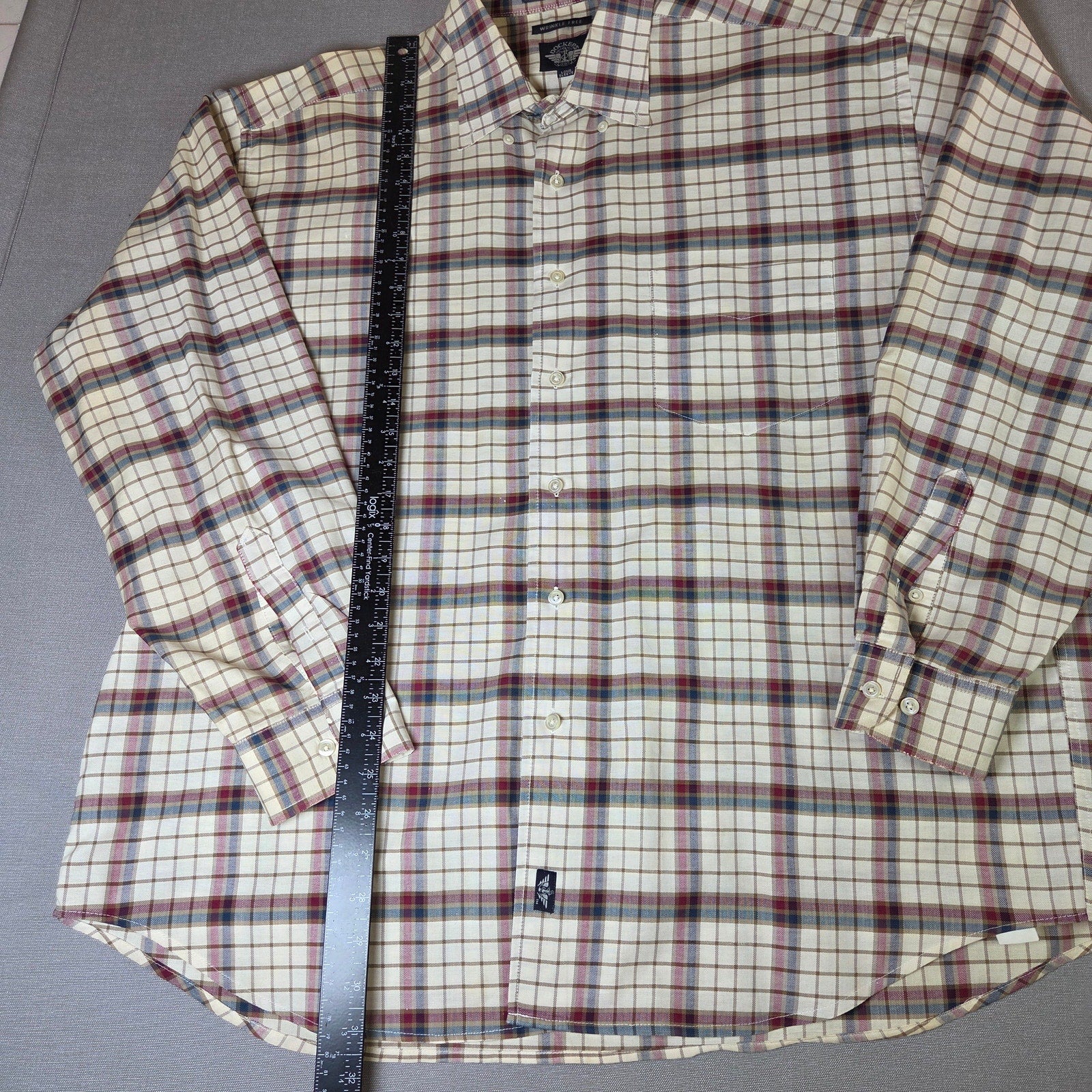 Dockers Mens XL Plaid Long Sleeve Button Down Cotton Shirt Wrinkle Free