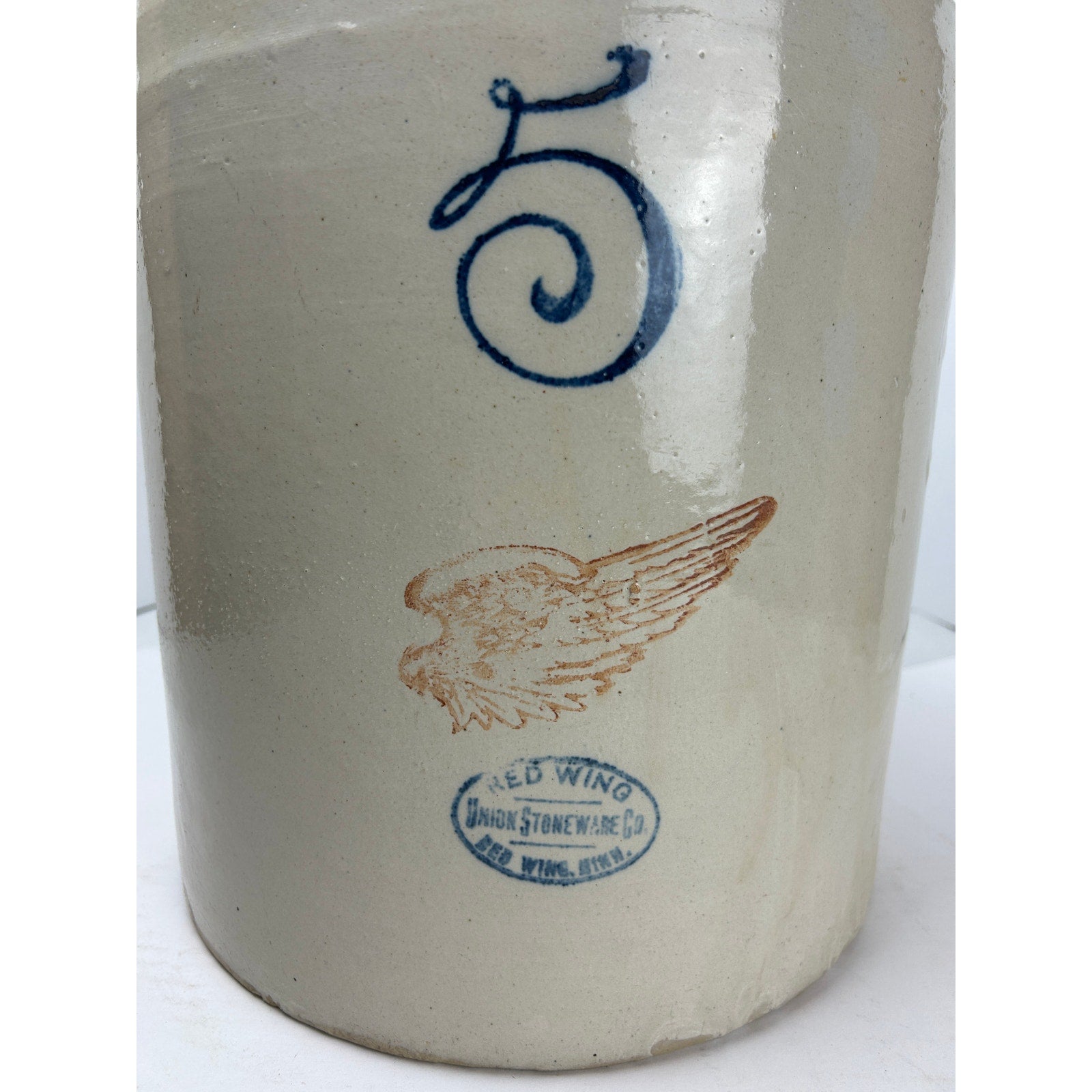 Red Wing 5 Gallon Stoneware Pickle Jar With Lid, Small Wing Stamp, No Handle