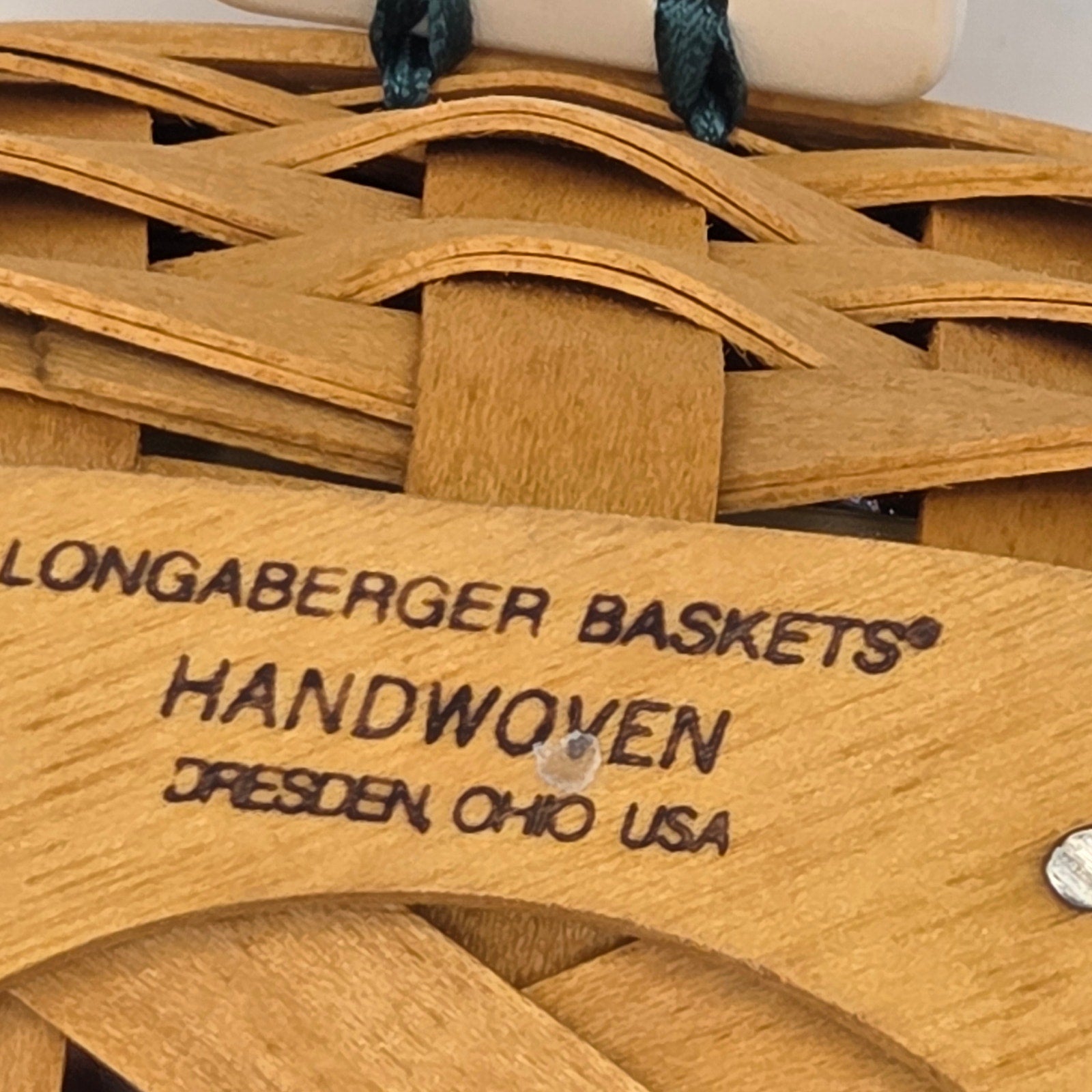 Longaberger 1998 7in Generations Basket 13757 Lid Protector Tie-On USA