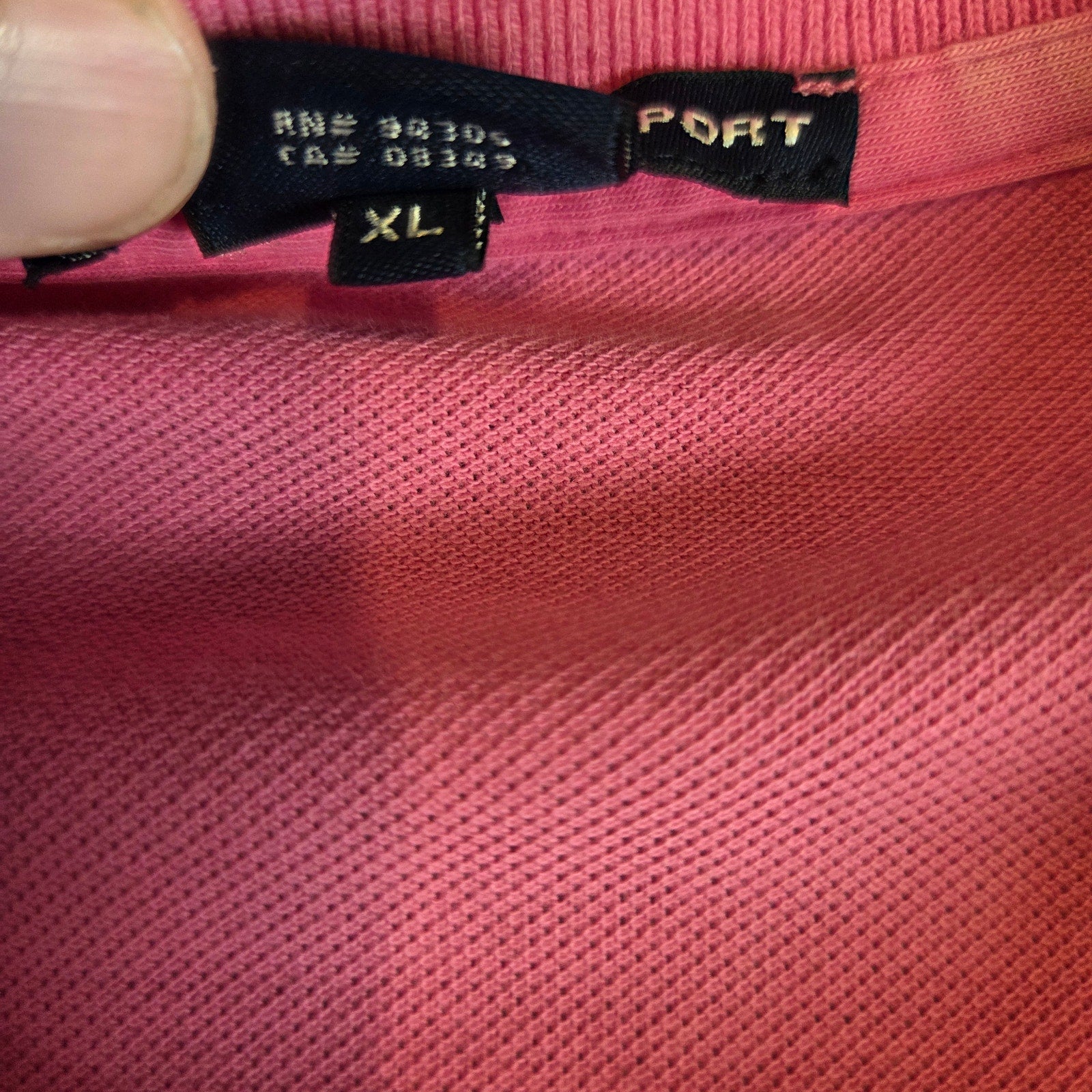 Ralph Lauren Sport Polo Shirt XL Pink Cotton Short Sleeve Made in Macau