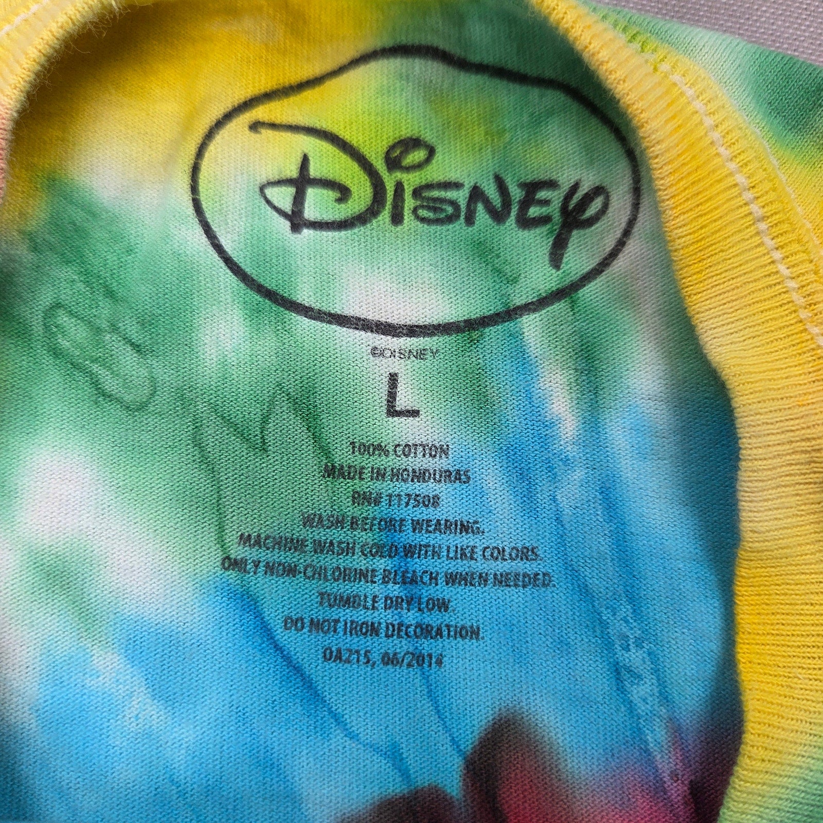 Disney Mickey Mouse Tie Dye Graphic T Shirt Adult Large Rainbow Spiral Tee
