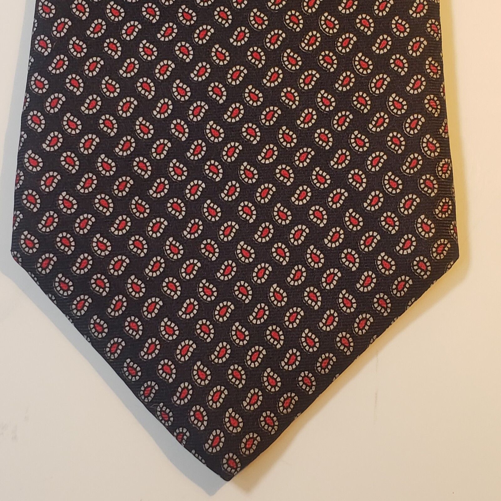 Joseph A Banks Black Geometric Silk Tie Made in USA