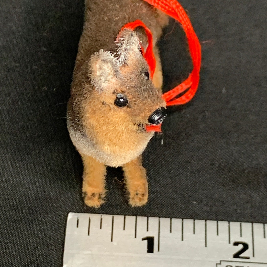 Vintage Wagner Handwork German Shepherd Dog Ornament West Germany Flocked