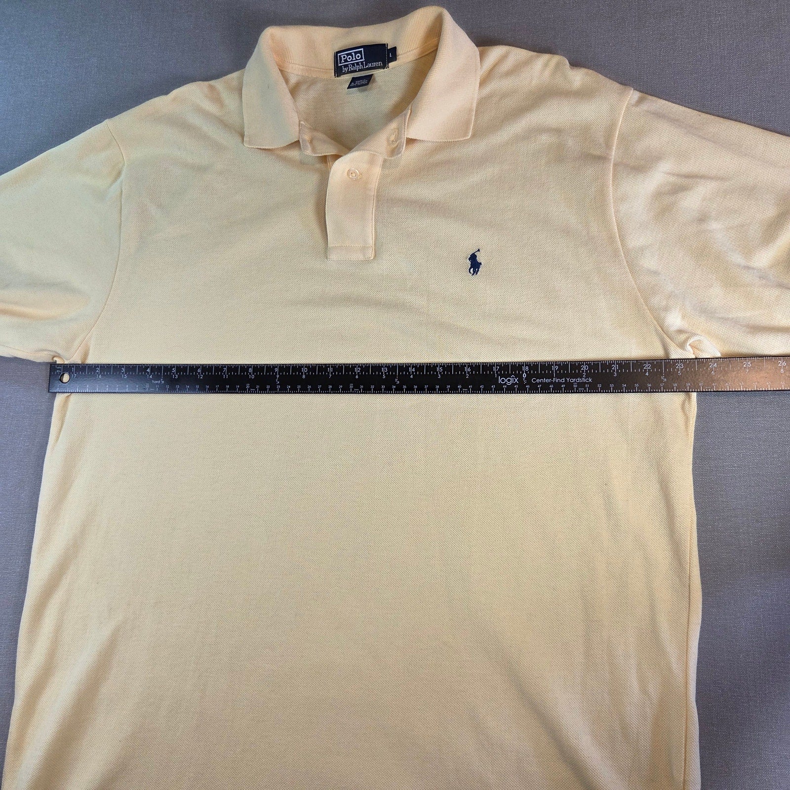 Ralph Lauren Polo Shirt L Yellow Cotton Short Sleeve Classic Pony Logo