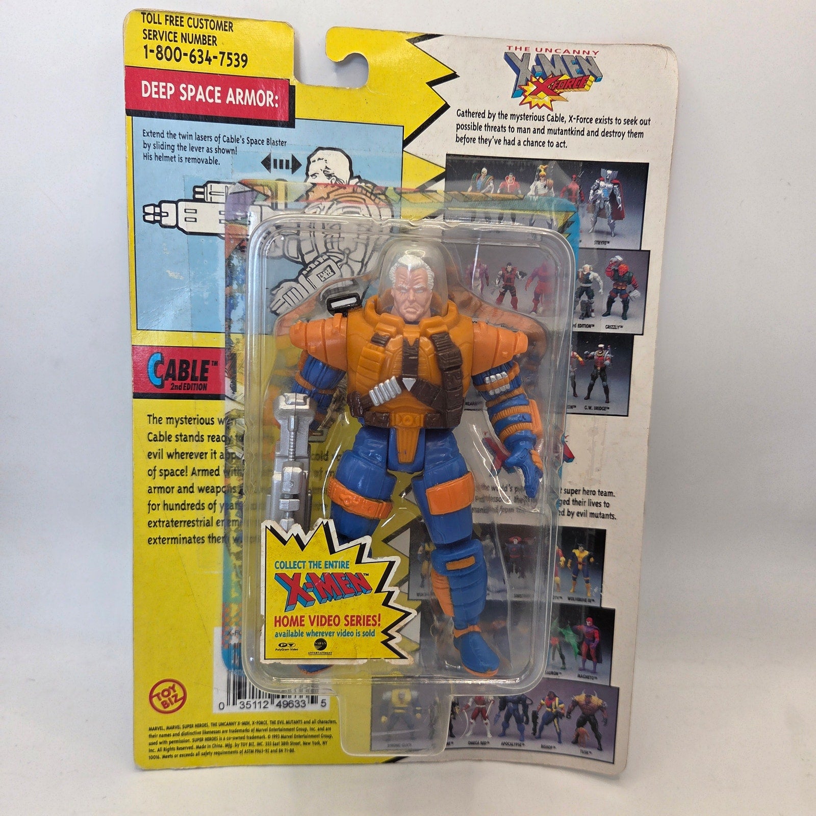 1993 Toy Biz X-Force Cable 2nd Edition Deep Space Armor Figure Cardback
