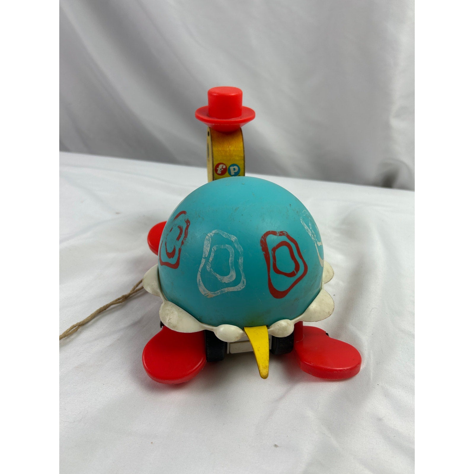 Vintage Fisher Price Turtle Pull Toy 773 1962 Top Hat Wooden Toy