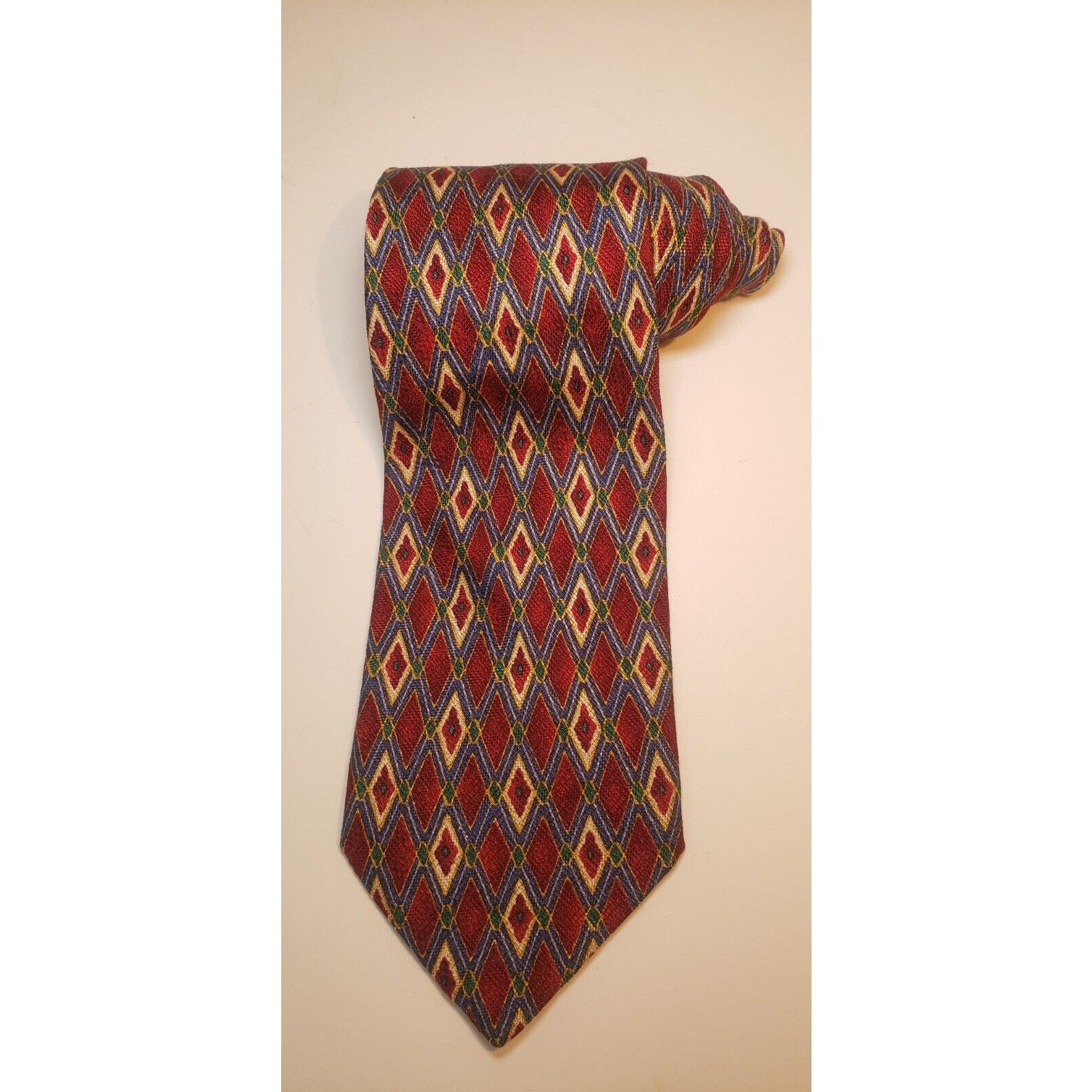 Ermenegildo Egna Geometric Diamond Red Silk Tie Italy