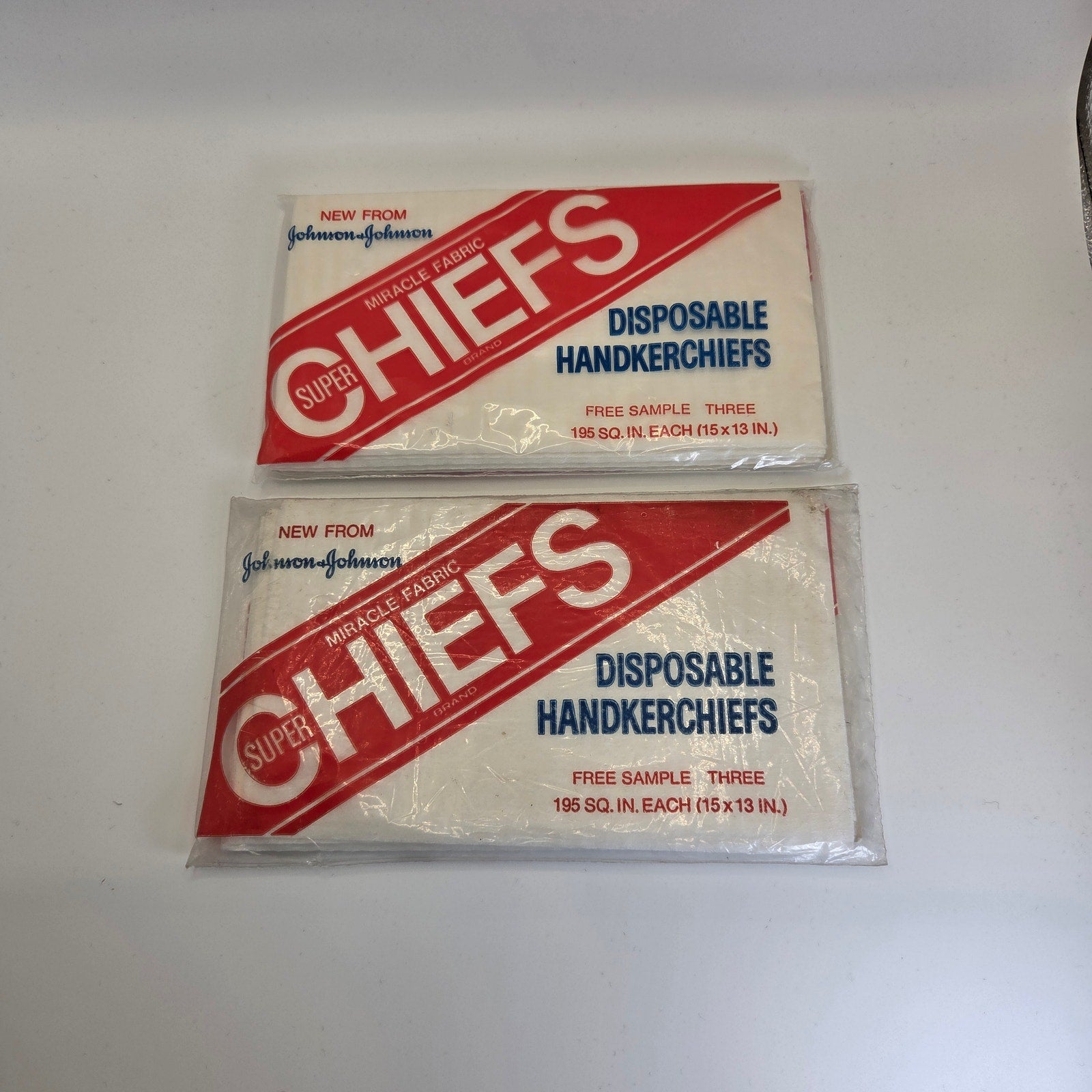 Vintage Chiefs Disposable Handkerchiefs Lot of 2 Johnson & Johnson NOS USA