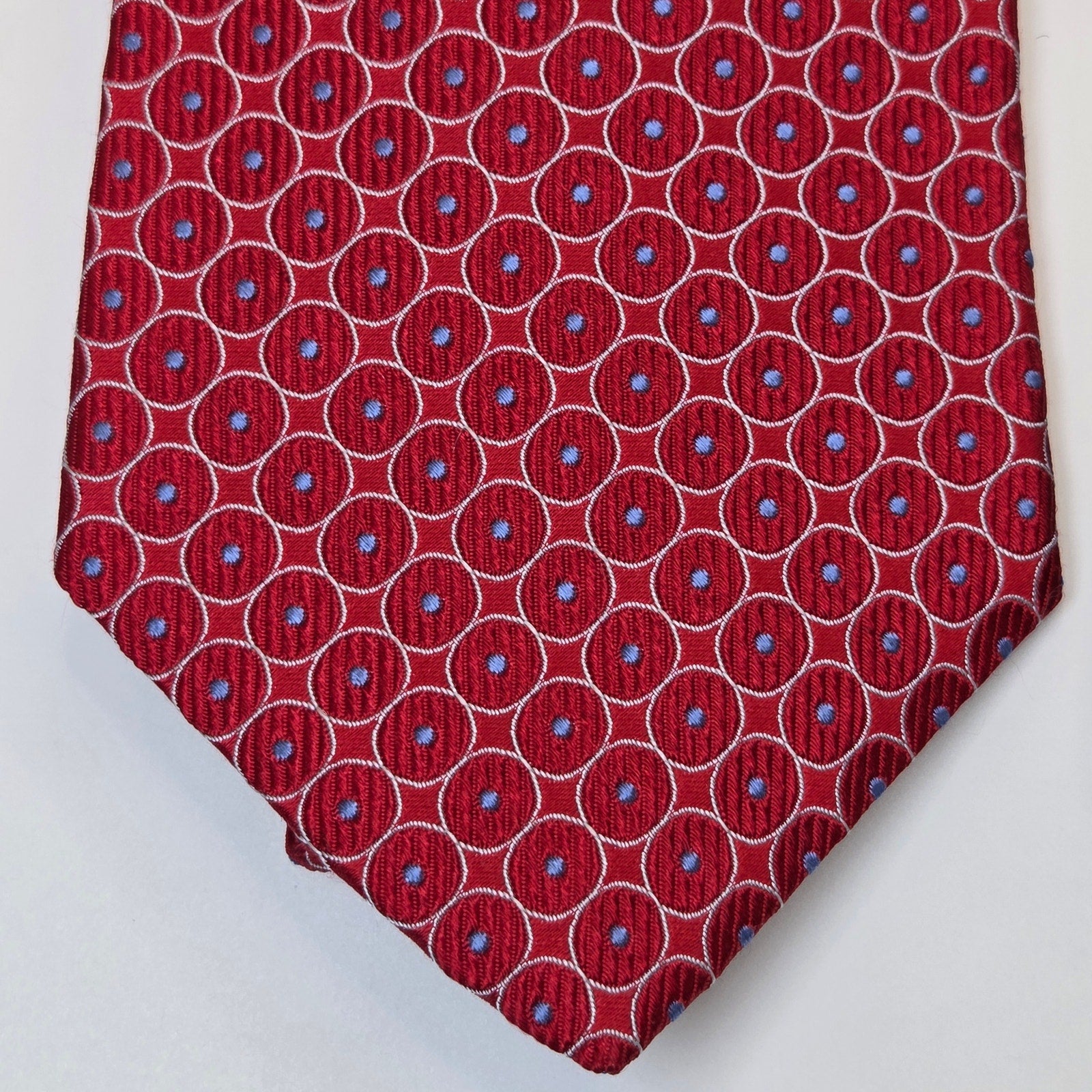 Tommy Hilfiger Silk Tie Lot 3 Red Geometric USA 3.75 Classic Width Contrast Tips