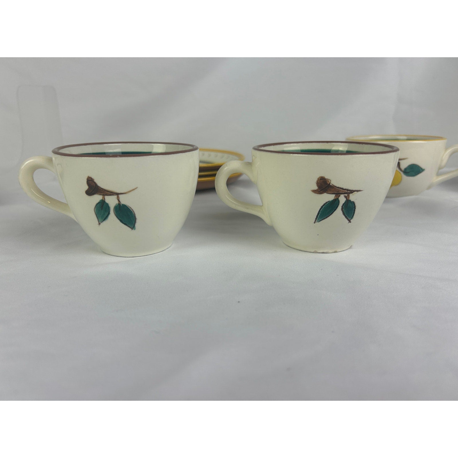Vintage Stangl Fruit Cups Saucers 8 Piece Lot Hand Painted Pottery
