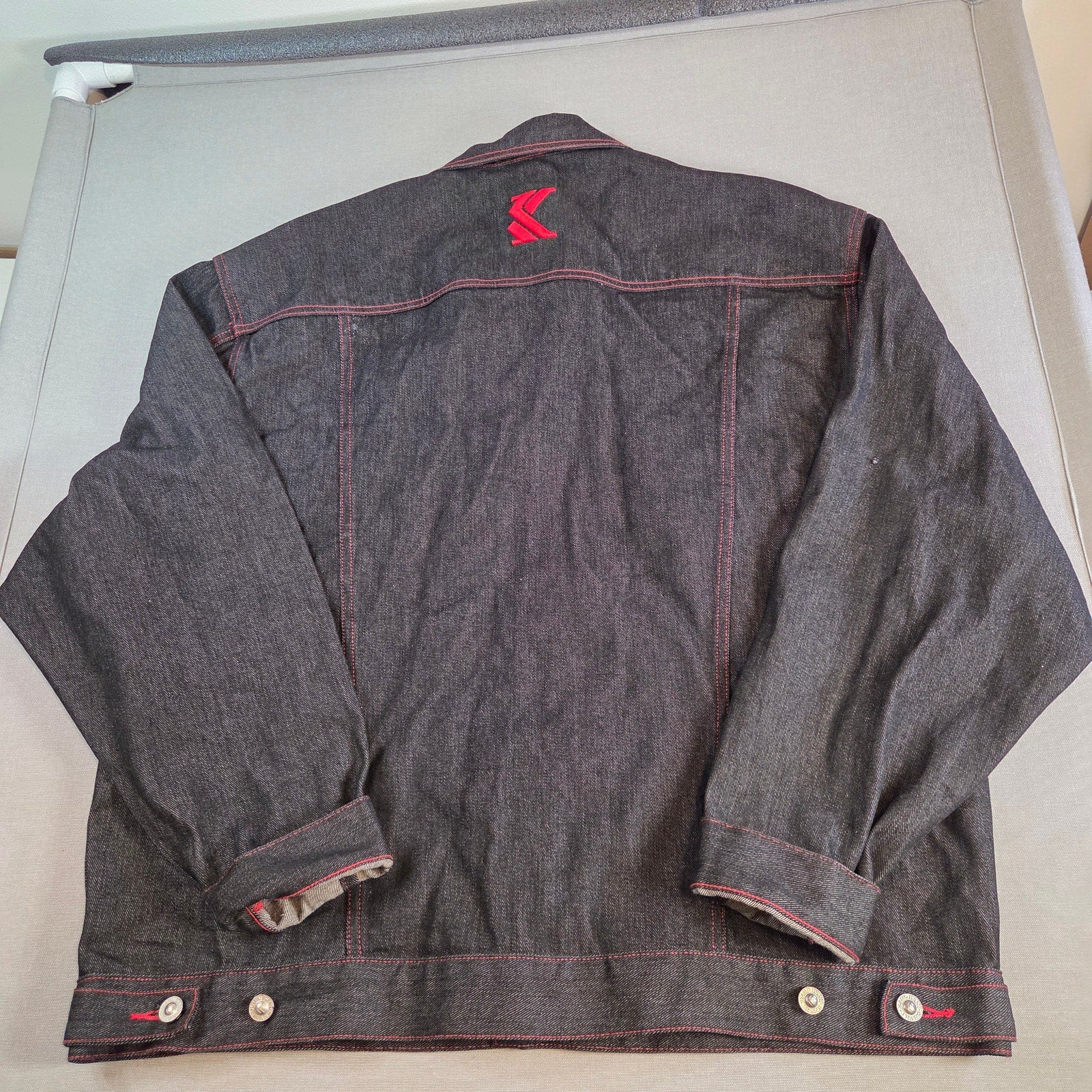 Karl Kani Jeans XXL Denim Jacket Hong Kong Made Vintage 90s Red Stitch