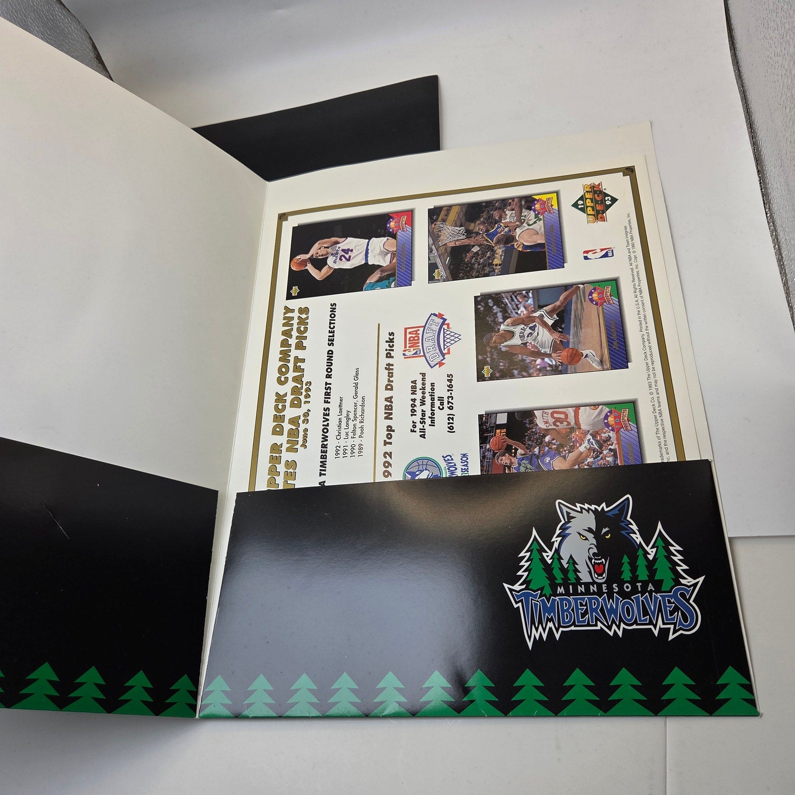 Minnesota Timberwolves Folder Lot (3) w/ 1993 Upper Deck Draft Inserts