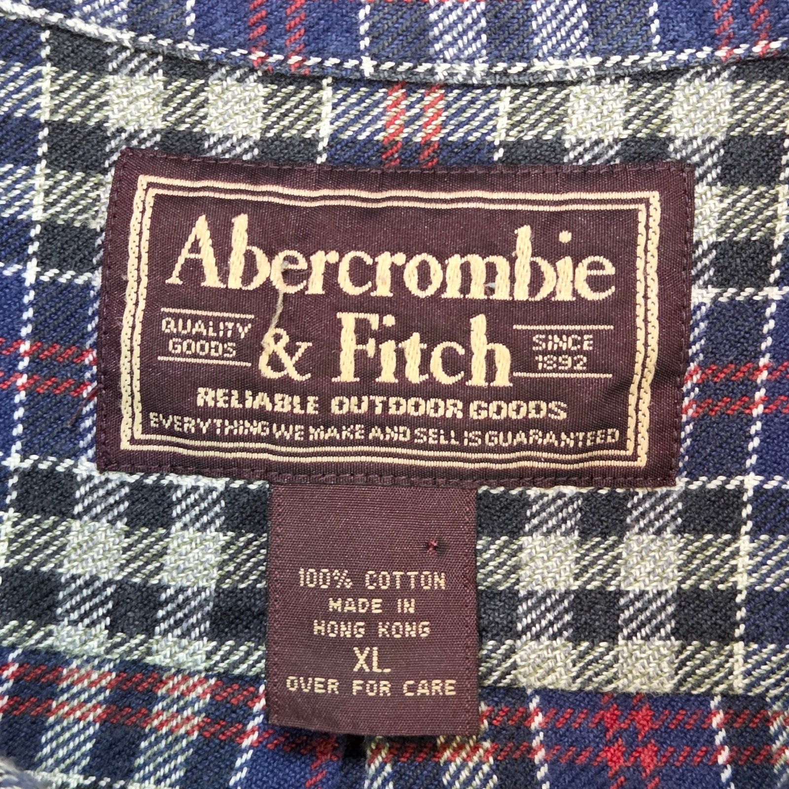 Vintage 90s Abercrombie & Fitch Flannel Shirt XL Hong Kong Outdoor Goods