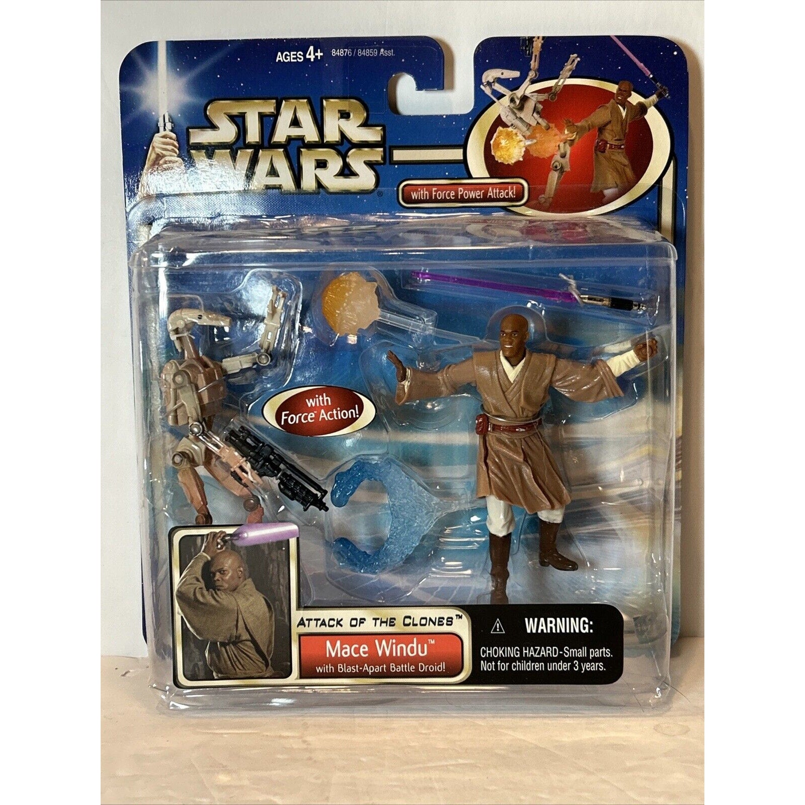 Star Wars 2002 Attack Of The Clones Lot of 3 Mace Windu, Obi Wan Kenobi, Yoda