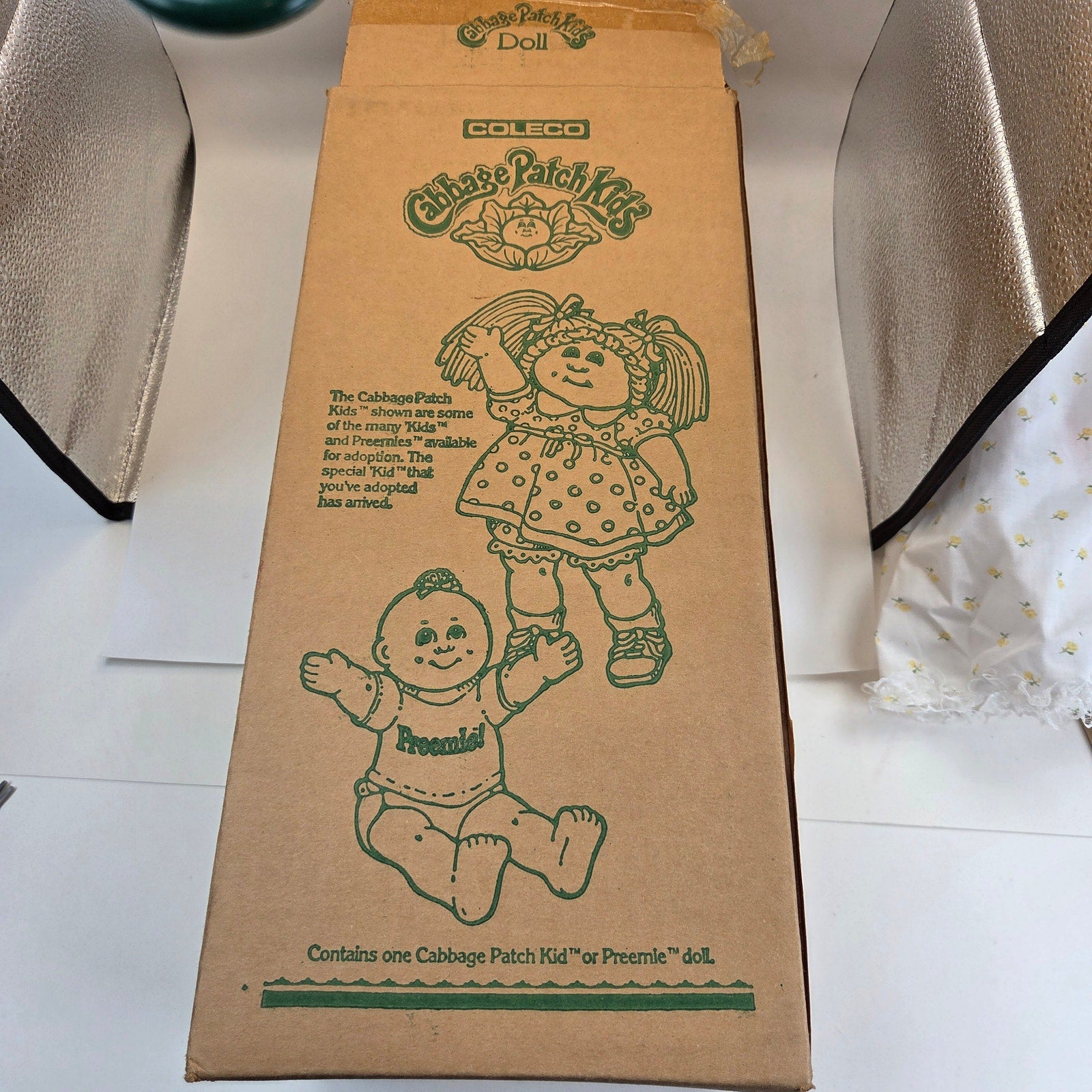 1984 Coleco Cabbage Patch Kids 14" Preemie Girl Doll Box Receipt Hong Kong