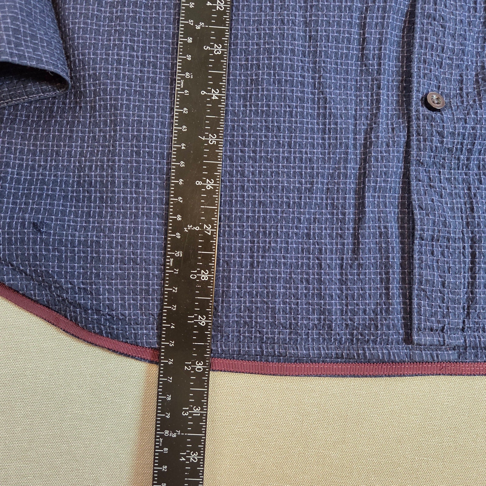 Tommy Bahama Blue Silk Cotton Shirt XL Textured Button Down Long Sleeve