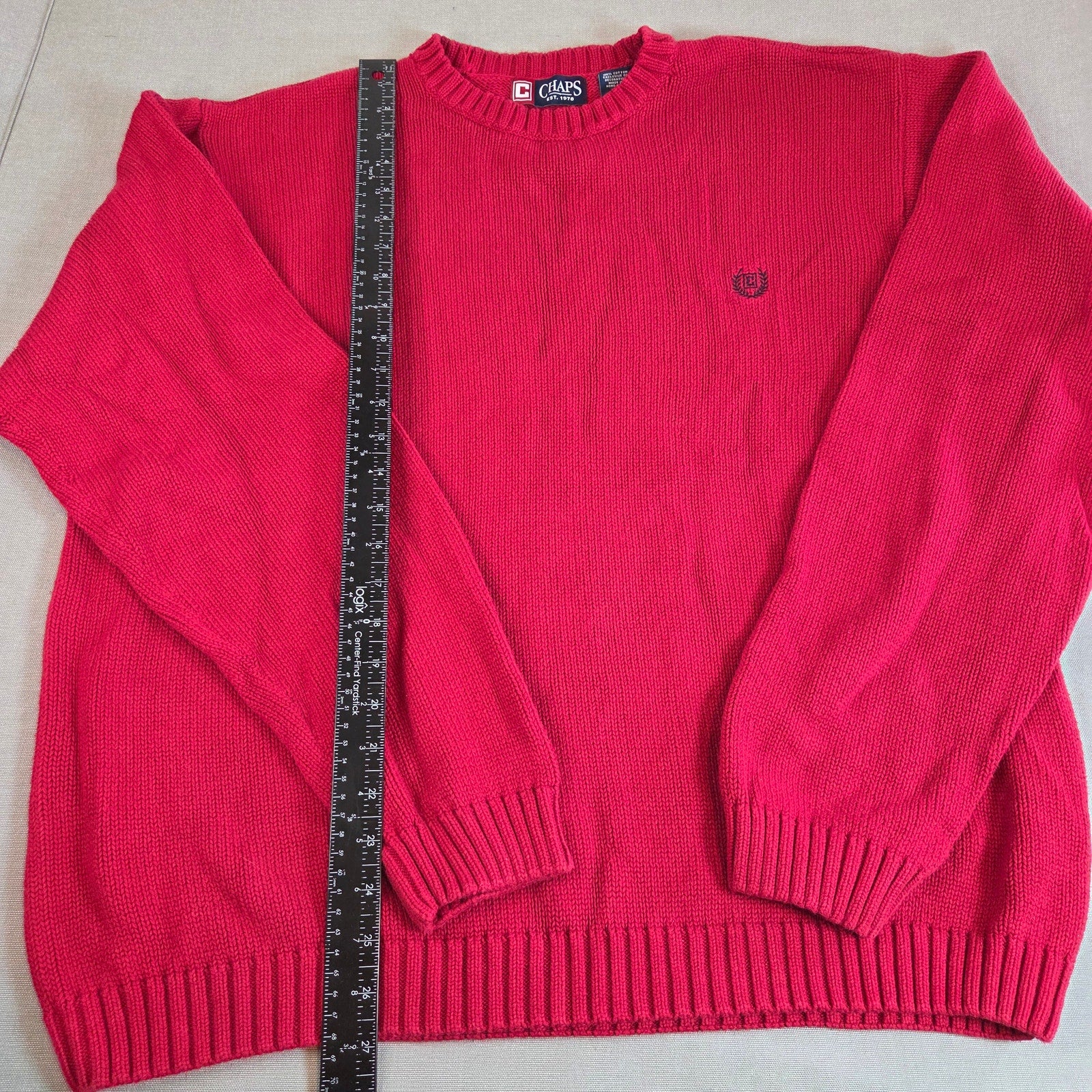 Vintage Chaps Ralph Lauren XXL Red Cotton Crewneck Sweater Hong Kong