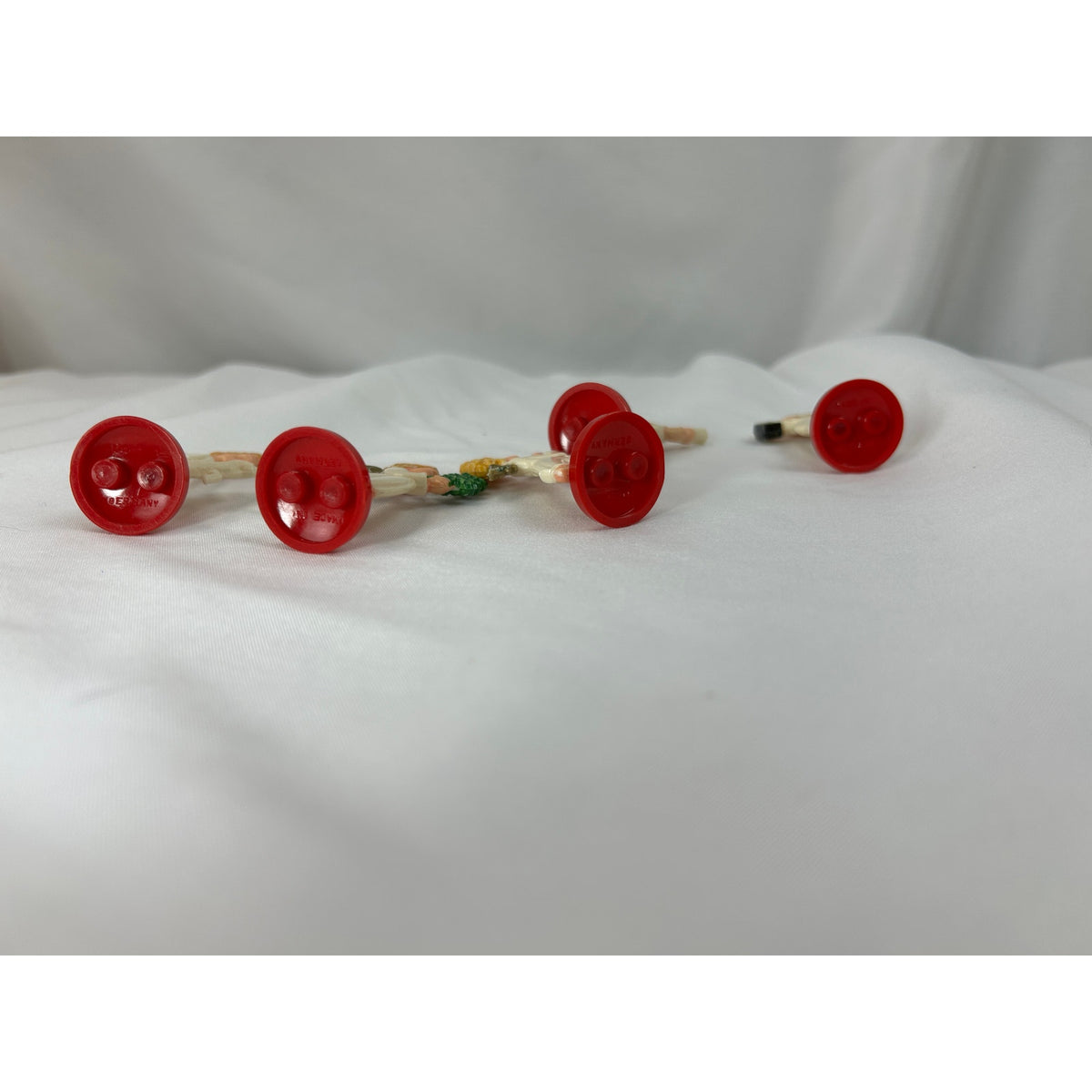 Vintage West Germany Angel Figurines Set 5 Plastic Christmas Red Base MCM