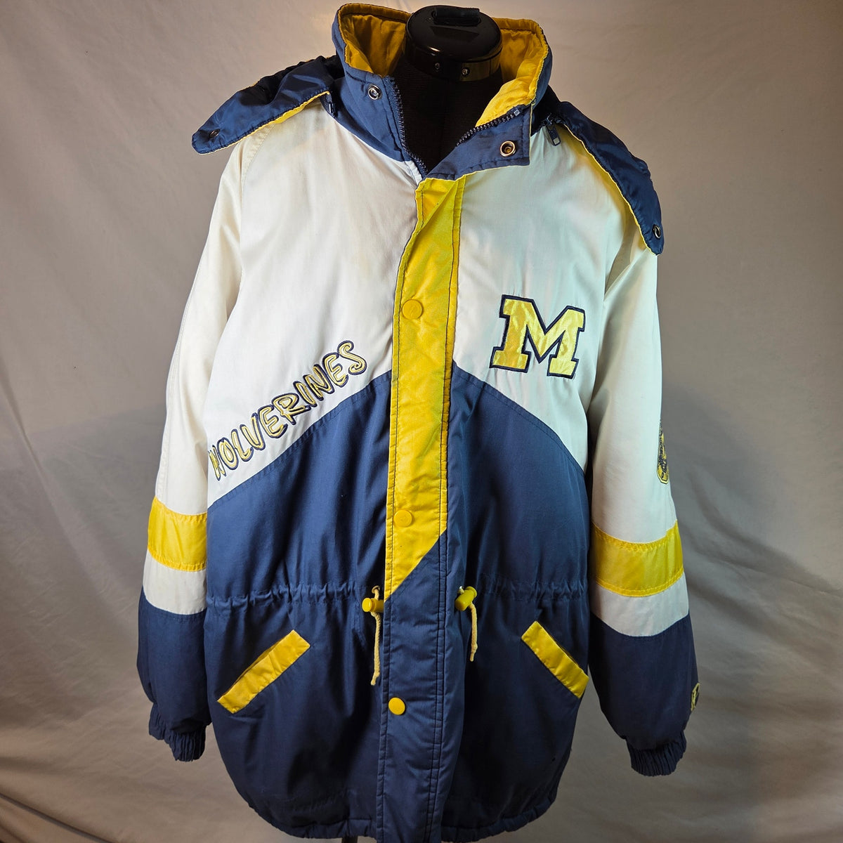 Vintage Pro Player Michigan Wolverines Parka Jacket XL Hooded Korea NCAA 90s