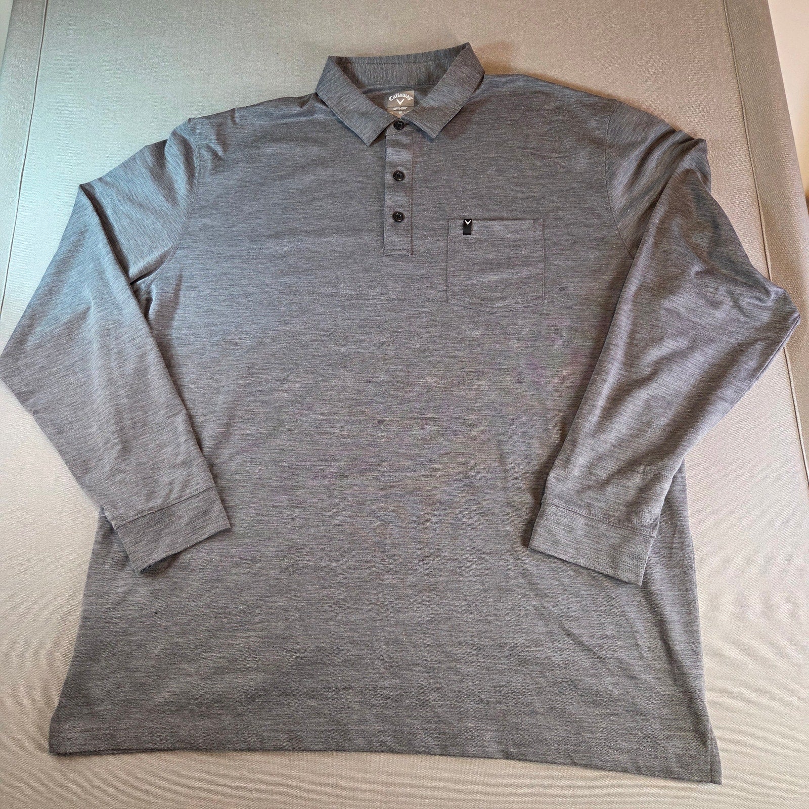 Long Sleeve Golf Shirt Callaway Opti-Dri XL Gray Performance Polo Stretch Casual