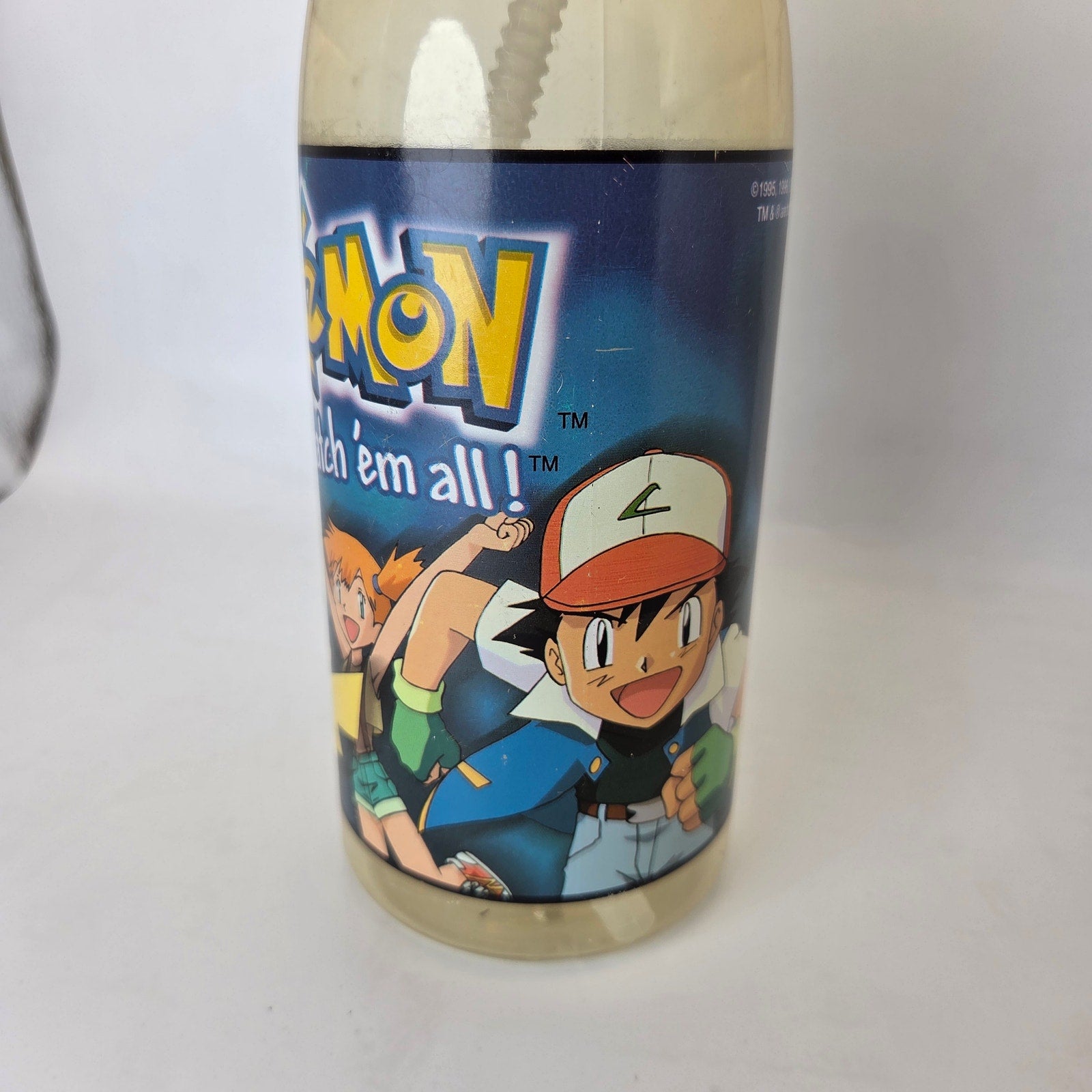 1999 Pokemon Water Bottle Nintendo Licensed Pikachu Ash Vintage Kids Cup